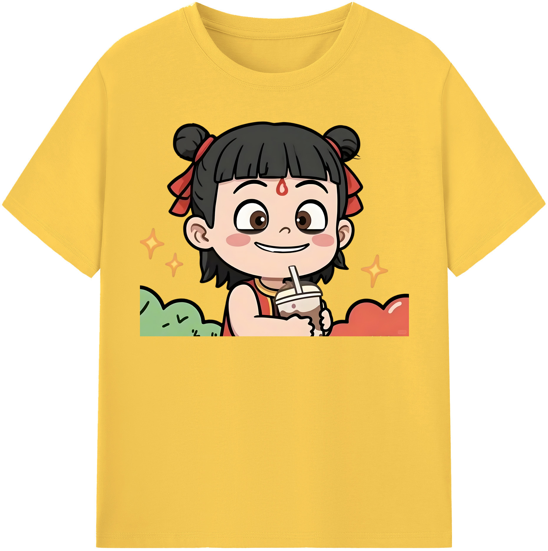 （画像用） Ne Zha 2 ナタ 魔童の大暴れ 綿100％半袖Tシャツ（フロントプリント）