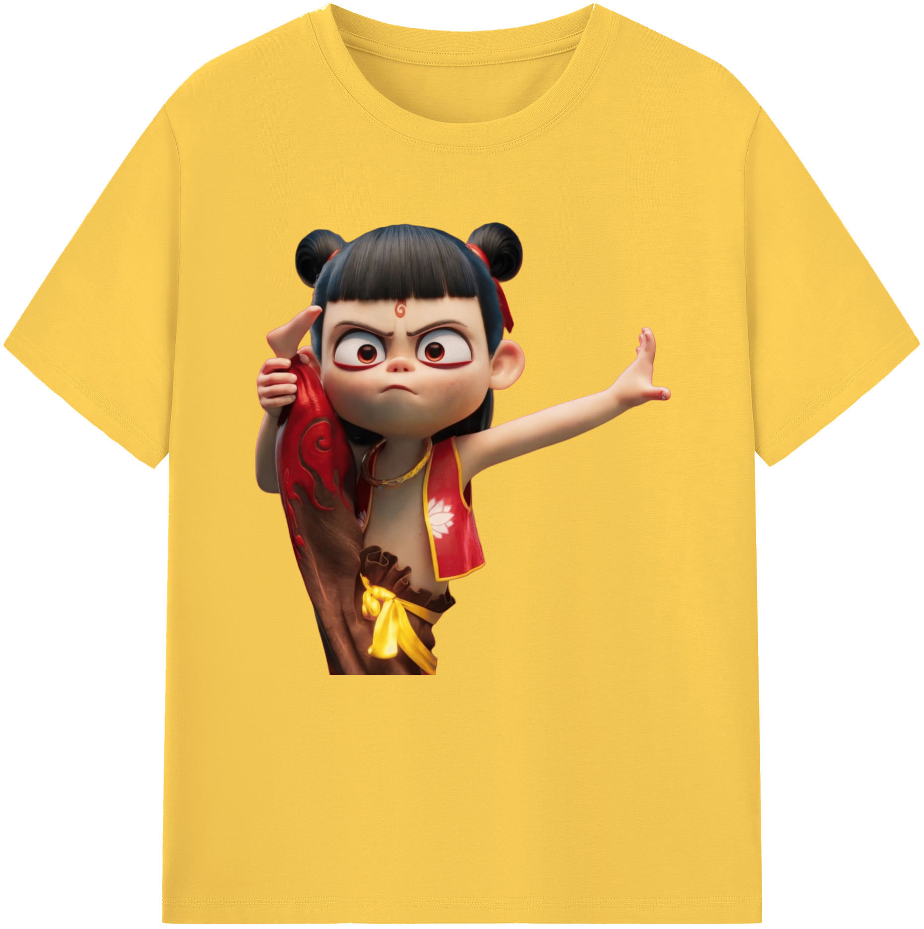 （画像用） Ne Zha 2 ナタ 魔童の大暴れ 綿100％半袖Tシャツ（フロントプリント）