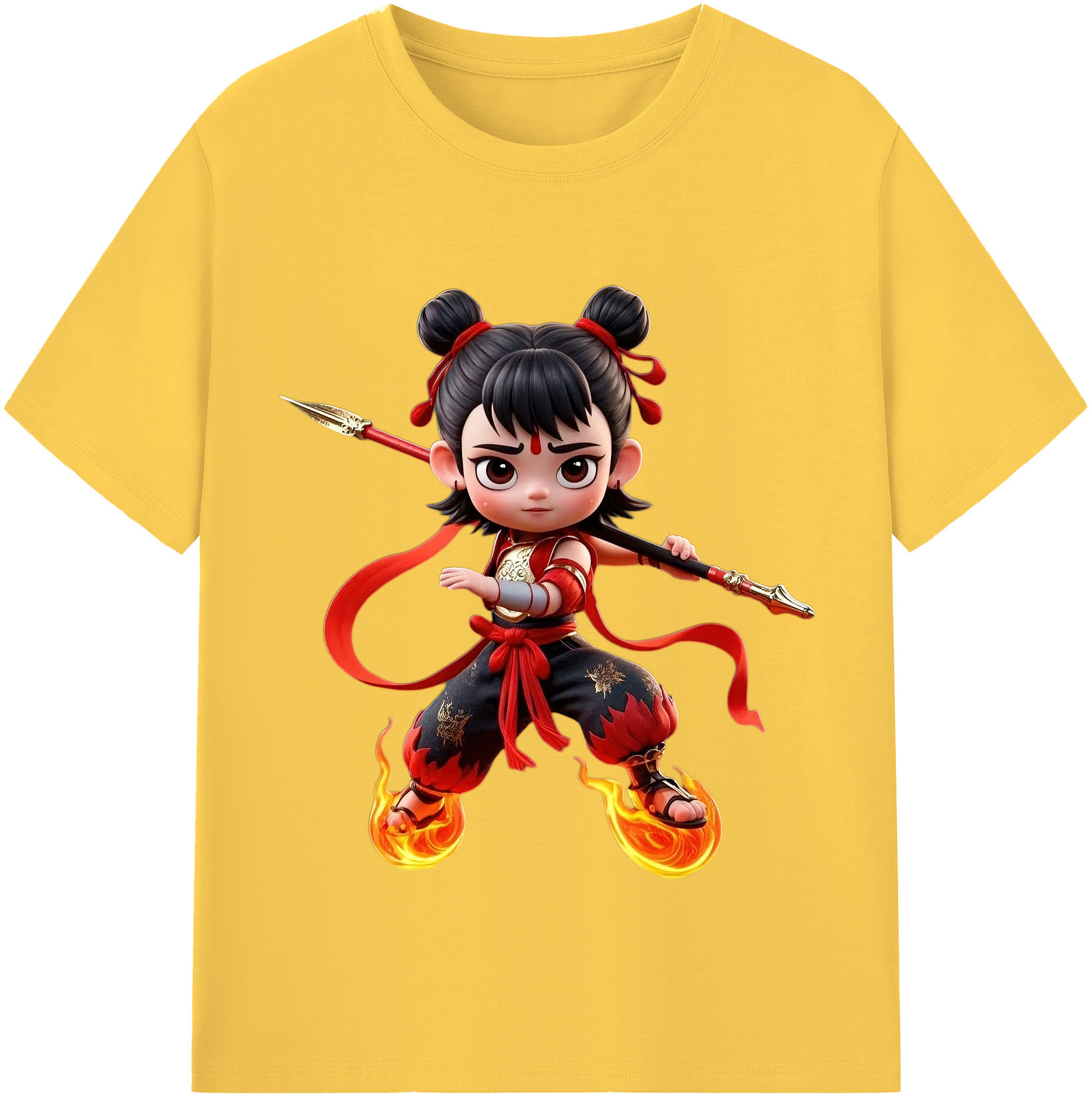 （画像用） Ne Zha 2 ナタ 魔童の大暴れ 綿100％半袖Tシャツ（フロントプリント）