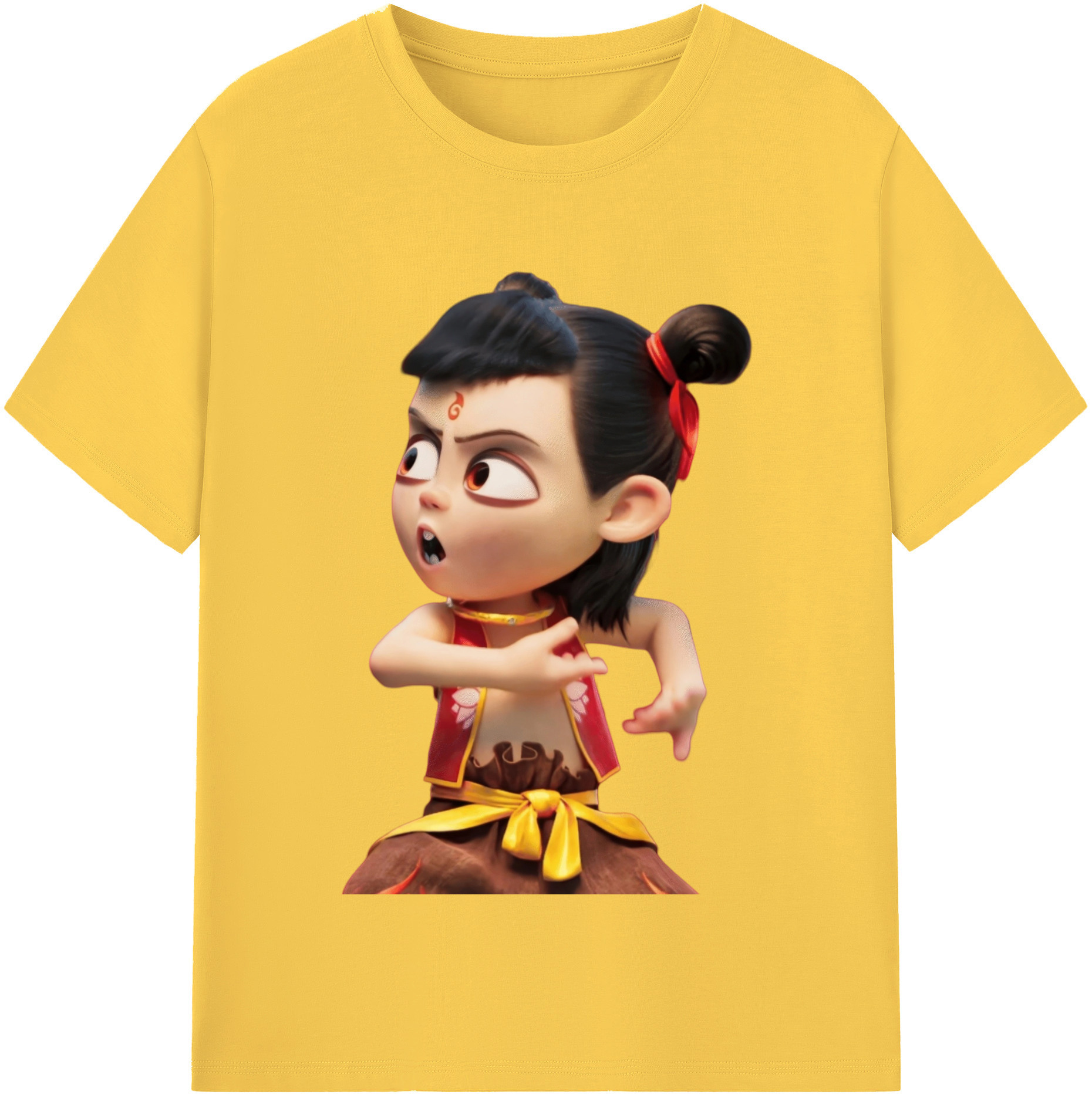 （画像用） Ne Zha 2 ナタ 魔童の大暴れ 綿100％半袖Tシャツ（フロントプリント）