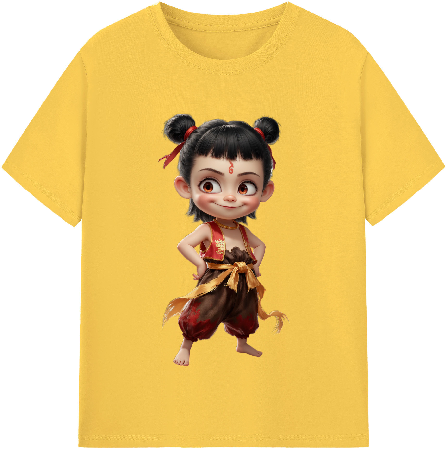 （画像用） Ne Zha 2 ナタ 魔童の大暴れ 綿100％半袖Tシャツ（フロントプリント）