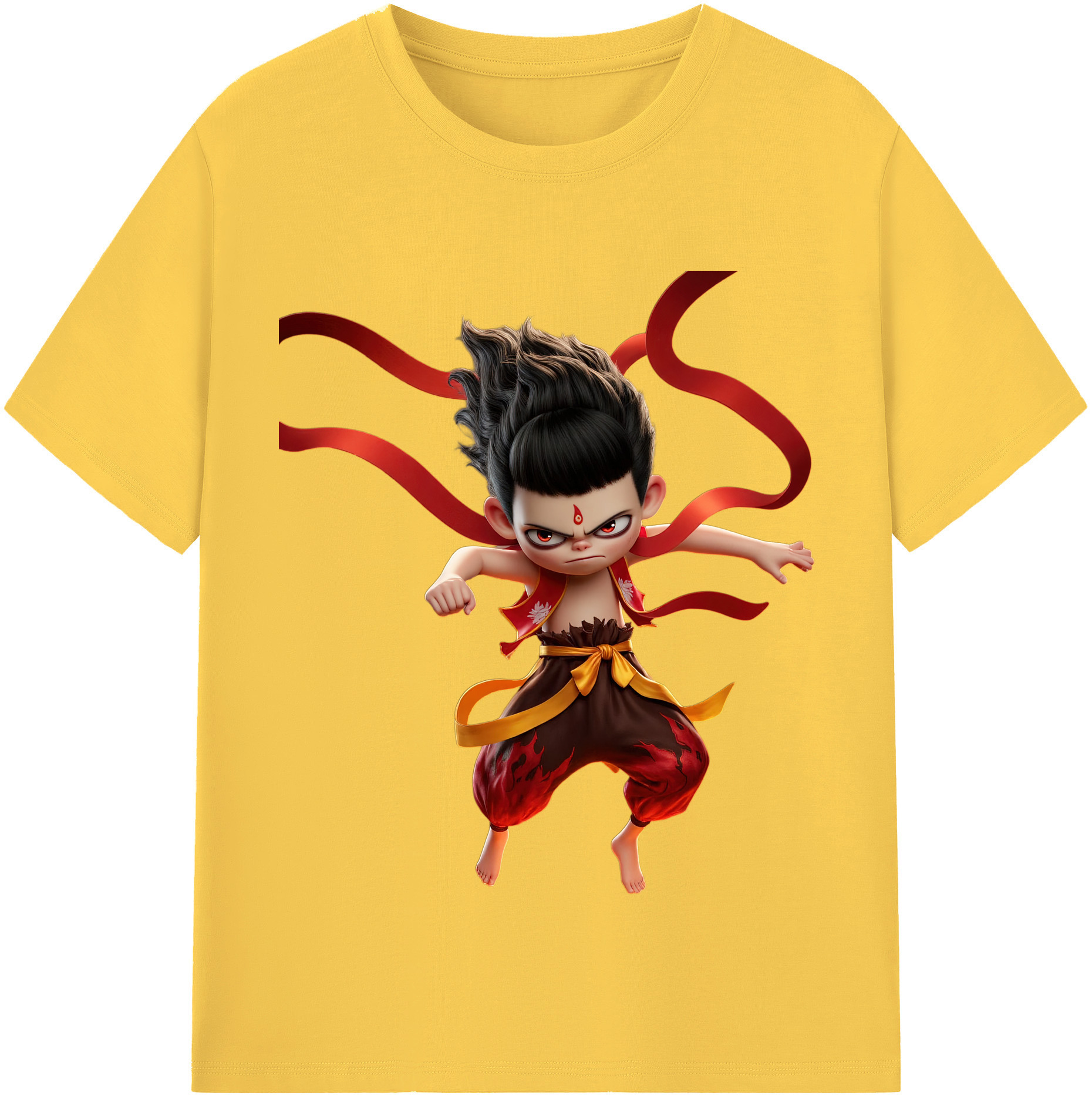 （画像用） Ne Zha 2 ナタ 魔童の大暴れ 綿100％半袖Tシャツ（フロントプリント）