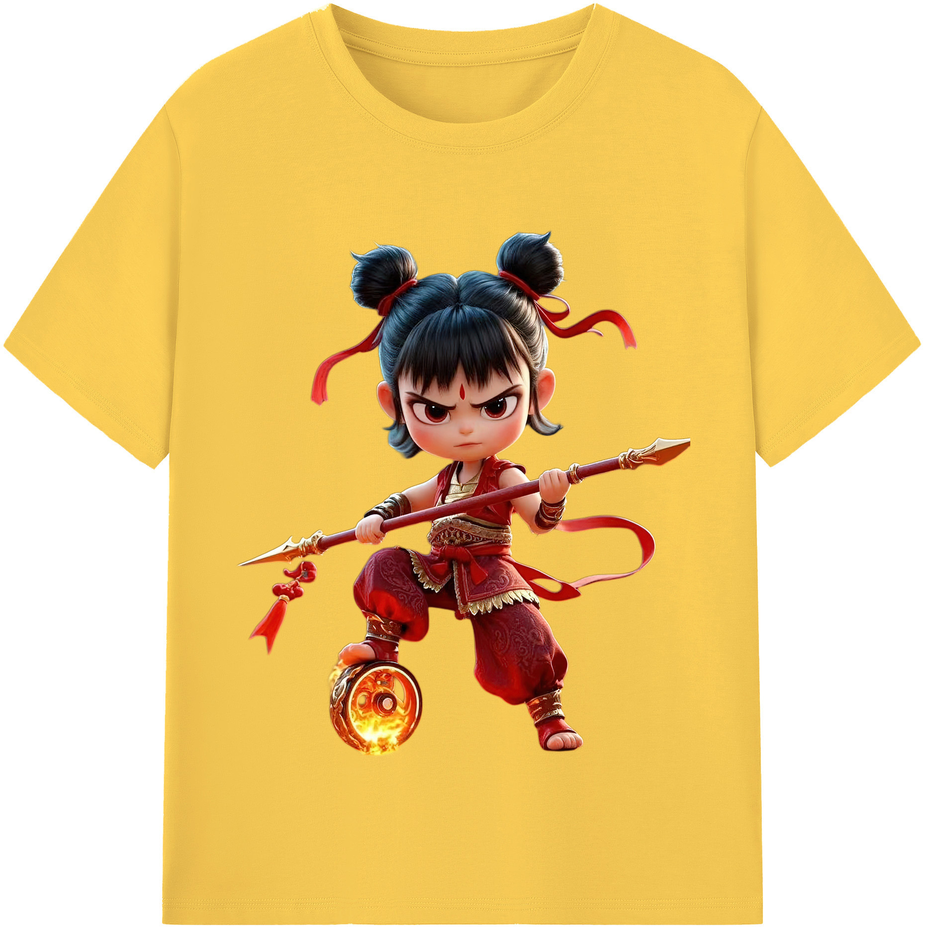 （画像用） Ne Zha 2 ナタ 魔童の大暴れ 綿100％半袖Tシャツ（フロントプリント）