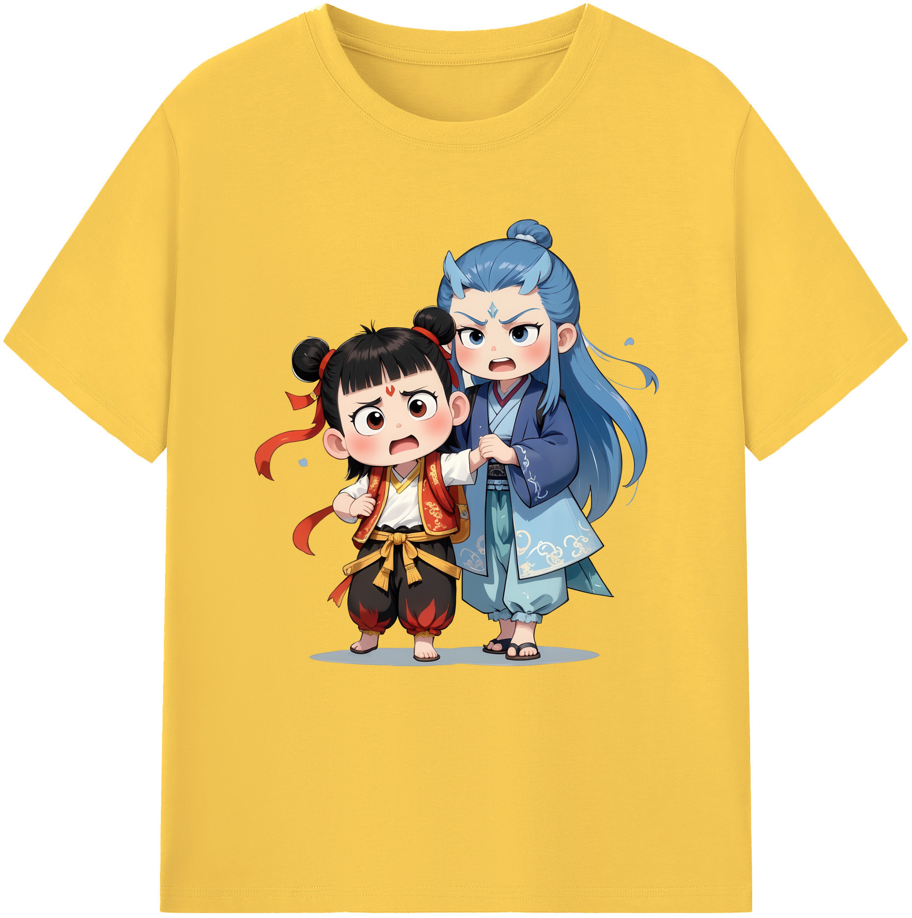 （画像用） Ne Zha 2 ナタ 魔童の大暴れ 綿100％半袖Tシャツ（フロントプリント）