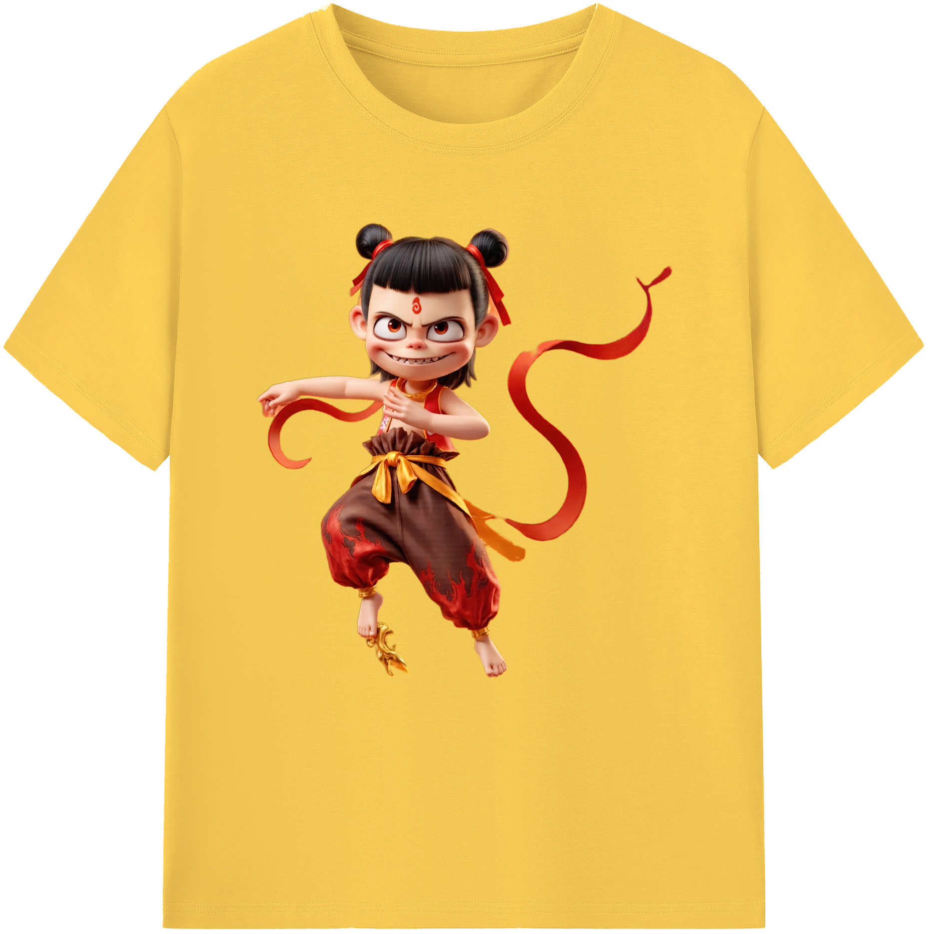 （画像用） Ne Zha 2 ナタ 魔童の大暴れ 綿100％半袖Tシャツ（フロントプリント）