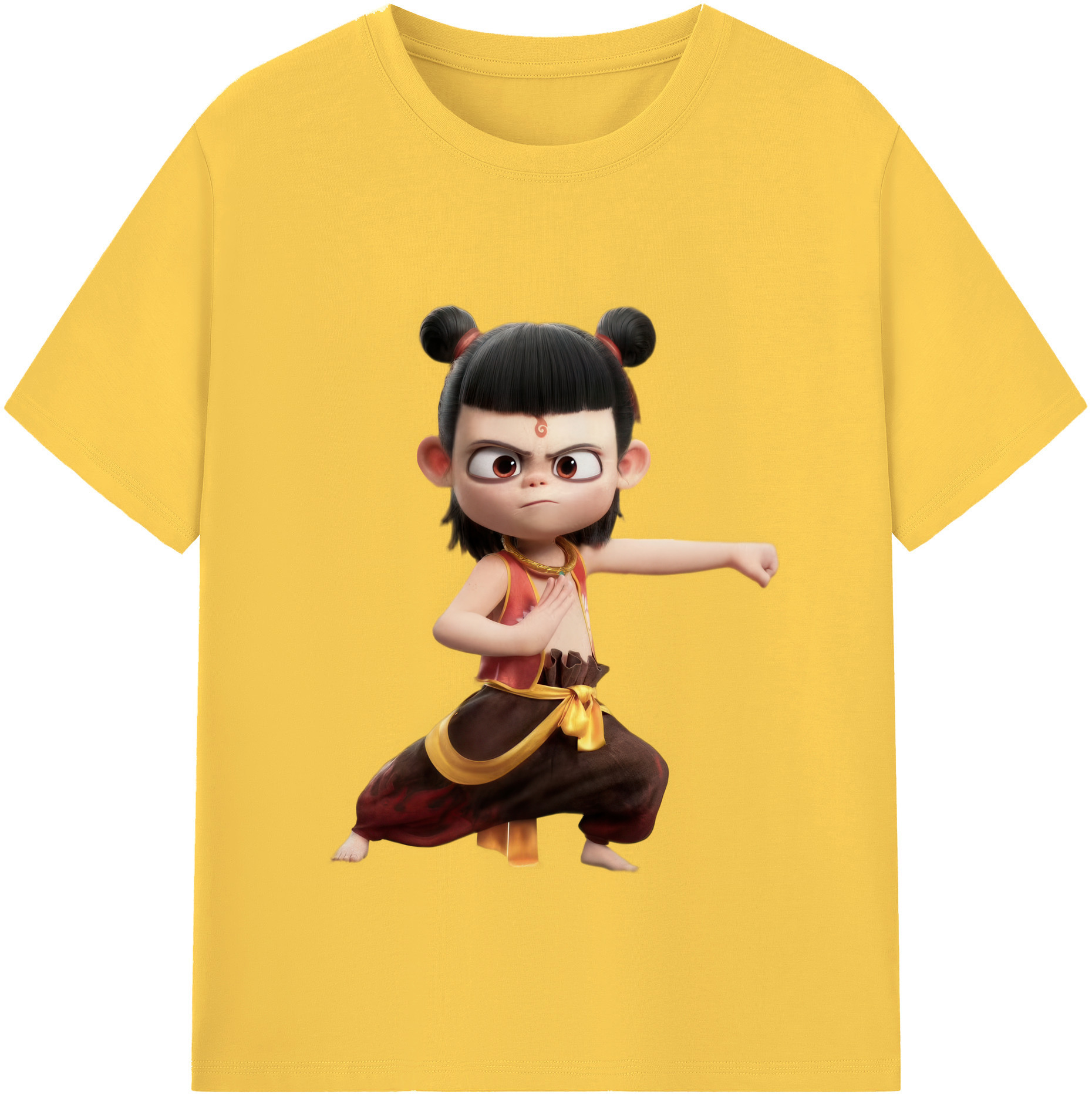 （画像用） Ne Zha 2 ナタ 魔童の大暴れ 綿100％半袖Tシャツ（フロントプリント）