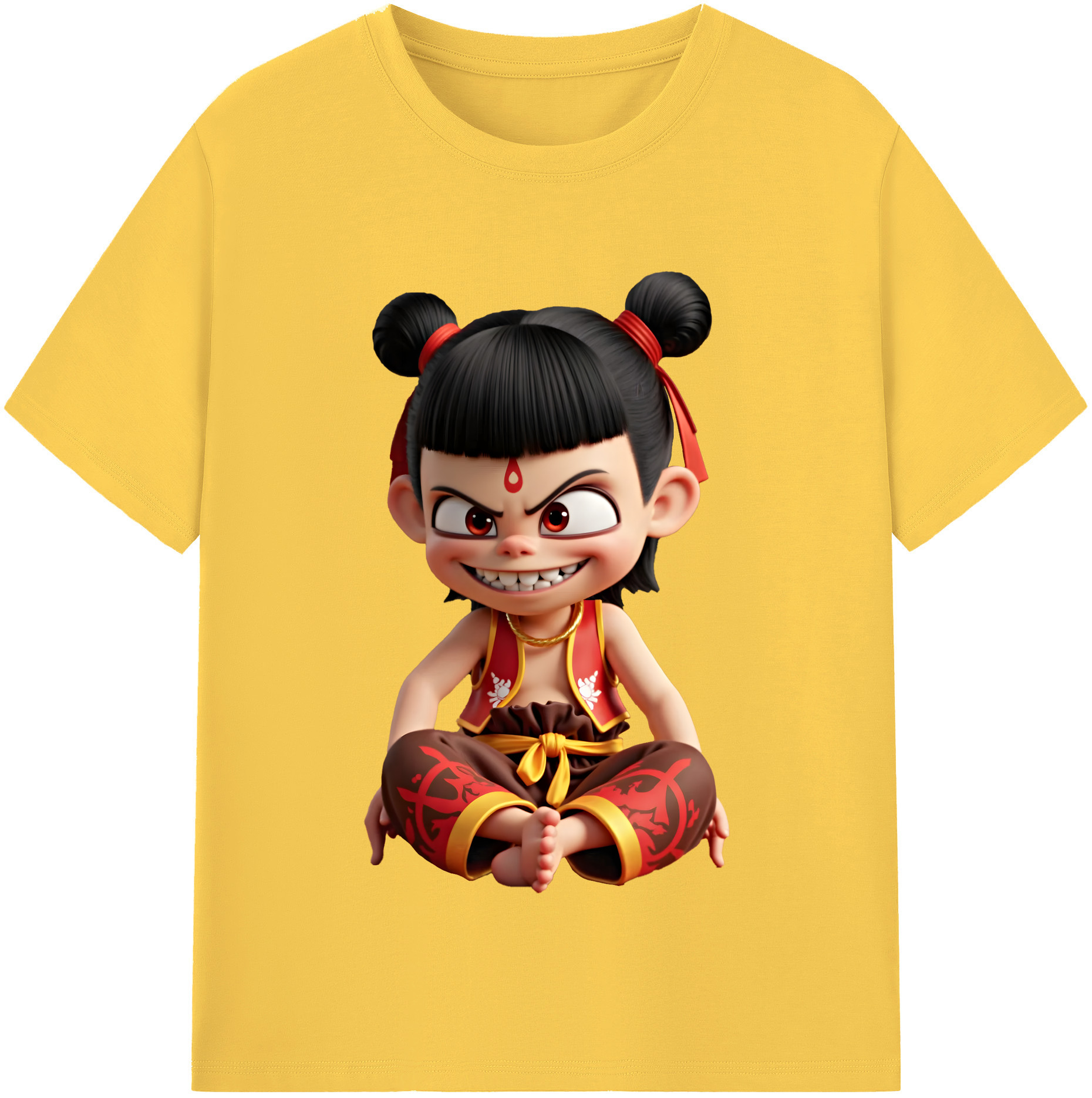 （画像用） Ne Zha 2 ナタ 魔童の大暴れ 綿100％半袖Tシャツ（フロントプリント）