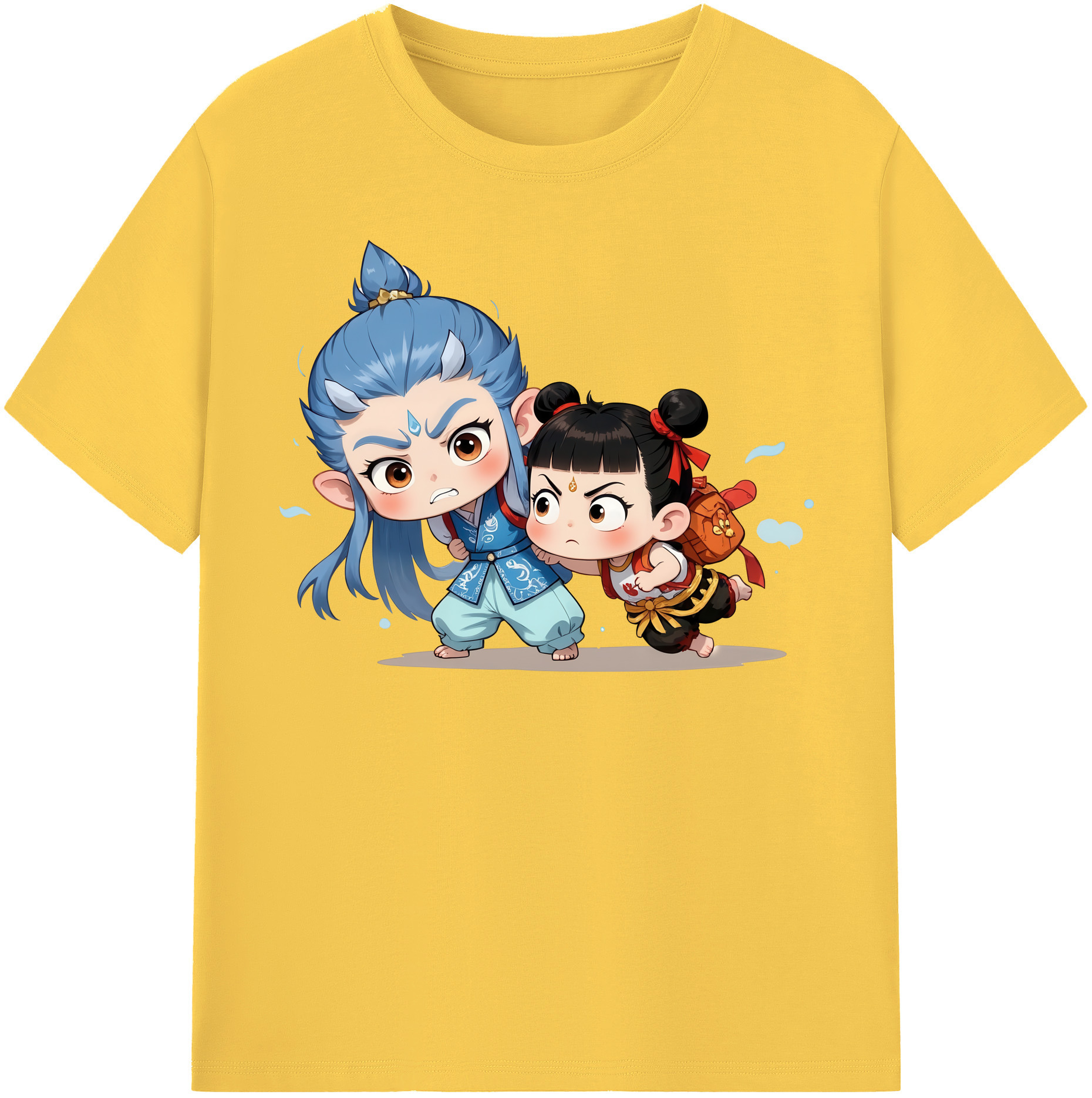 （画像用） Ne Zha 2 ナタ 魔童の大暴れ 綿100％半袖Tシャツ（フロントプリント）