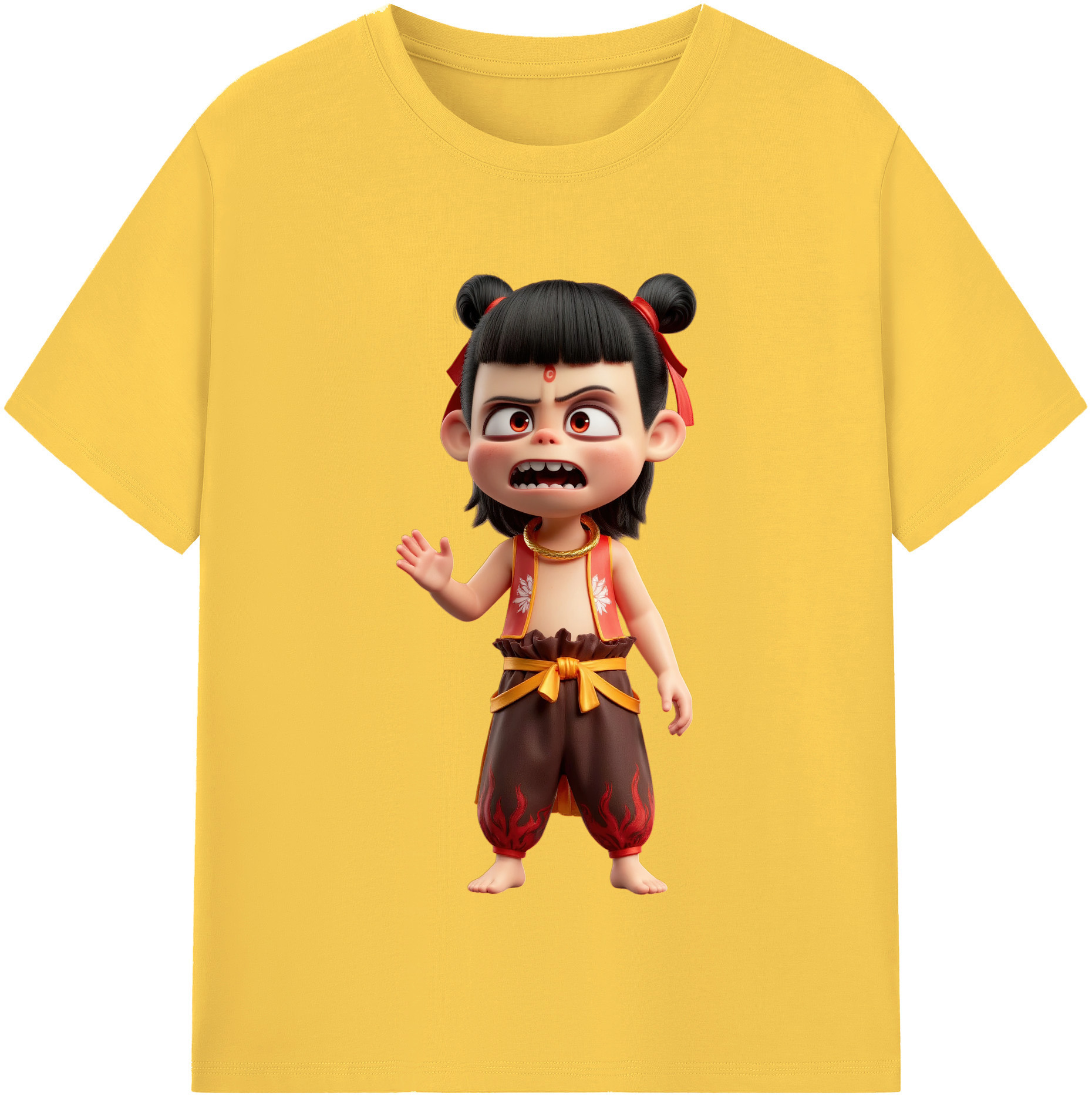 （画像用） Ne Zha 2 ナタ 魔童の大暴れ 綿100％半袖Tシャツ（フロントプリント）