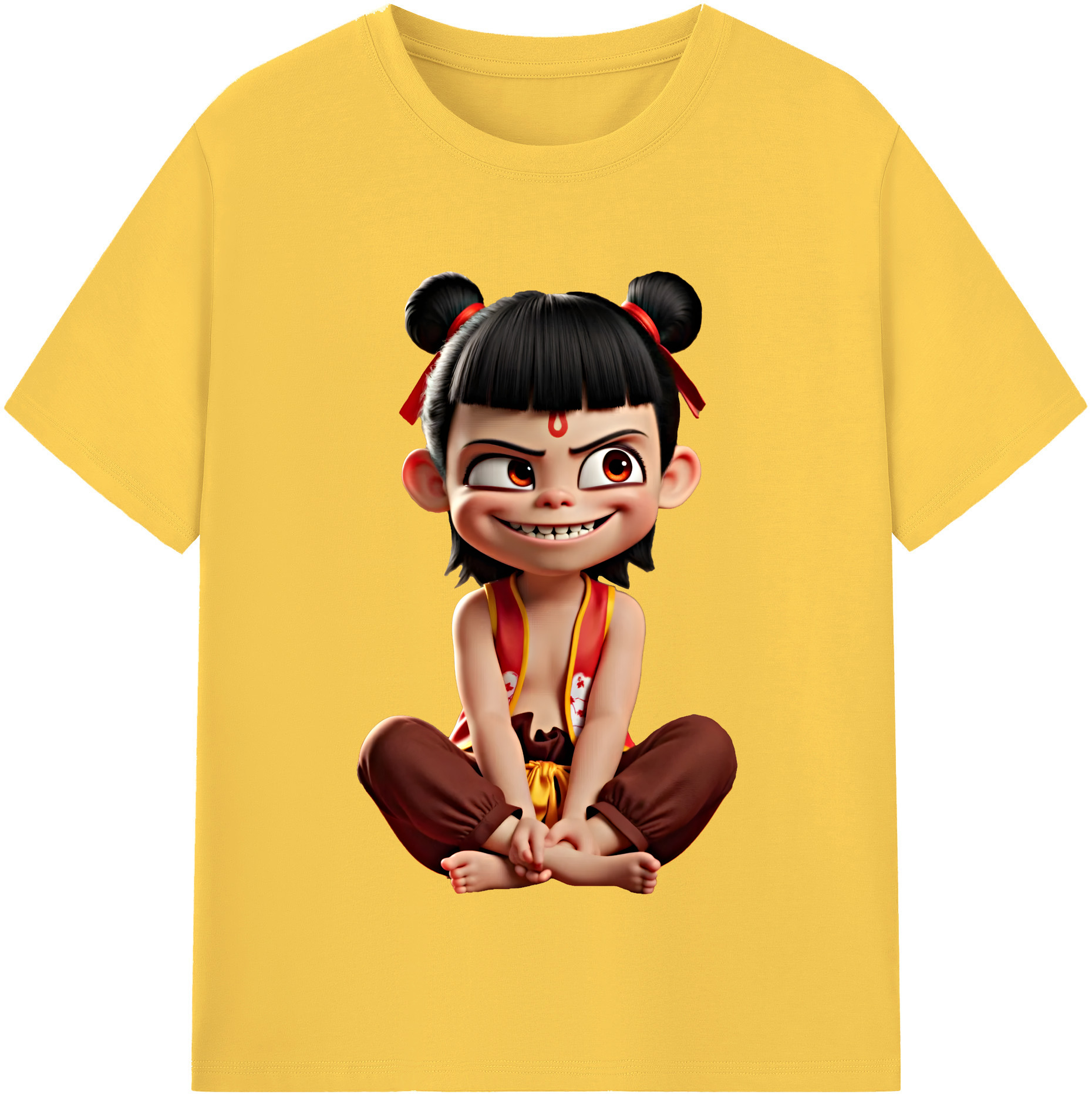 （画像用） Ne Zha 2 ナタ 魔童の大暴れ 綿100％半袖Tシャツ（フロントプリント）