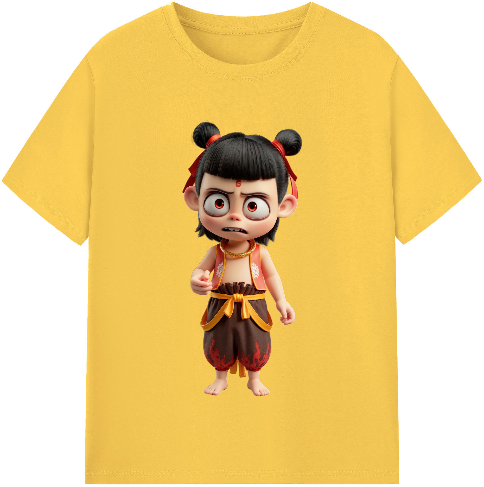 （画像用） Ne Zha 2 ナタ 魔童の大暴れ 綿100％半袖Tシャツ（フロントプリント）
