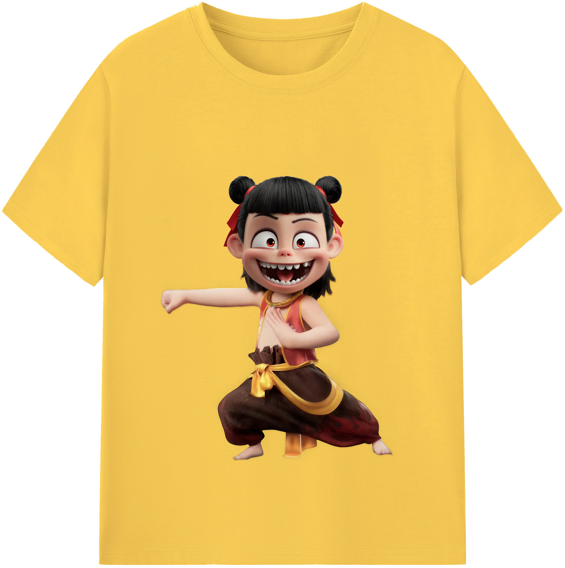 （画像用） Ne Zha 2 ナタ 魔童の大暴れ 綿100％半袖Tシャツ（フロントプリント）