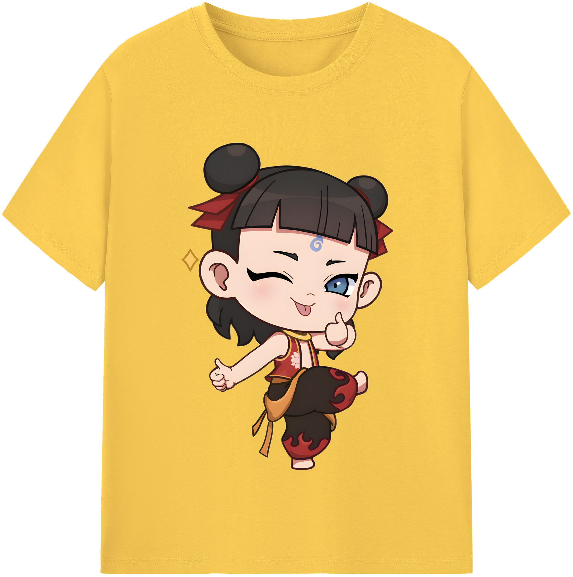 （画像用） Ne Zha 2 ナタ 魔童の大暴れ 綿100％半袖Tシャツ（フロントプリント）