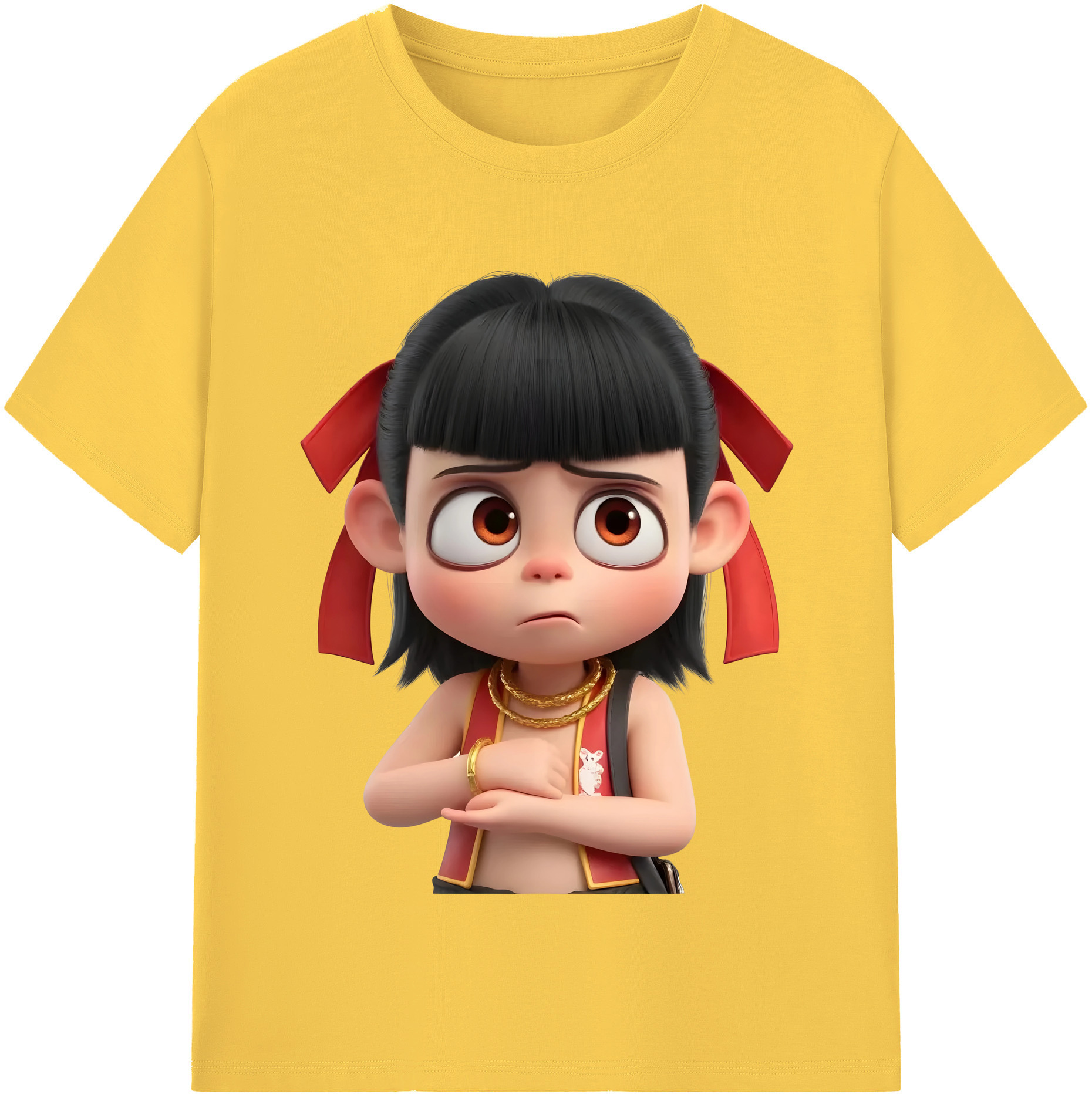 （画像用） Ne Zha 2 ナタ 魔童の大暴れ 綿100％半袖Tシャツ（フロントプリント）