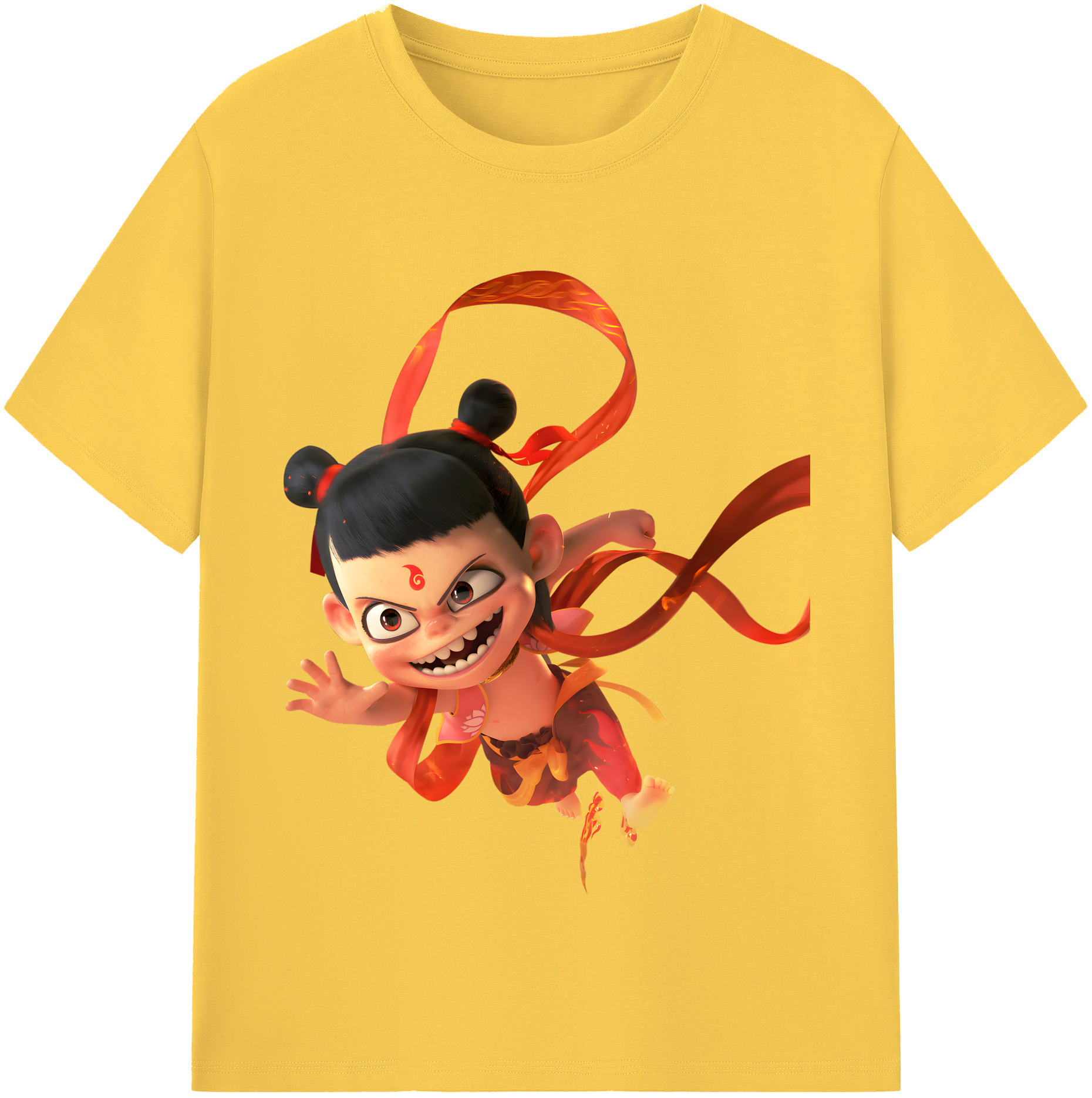 （画像用） Ne Zha 2 ナタ 魔童の大暴れ 綿100％半袖Tシャツ（フロントプリント）