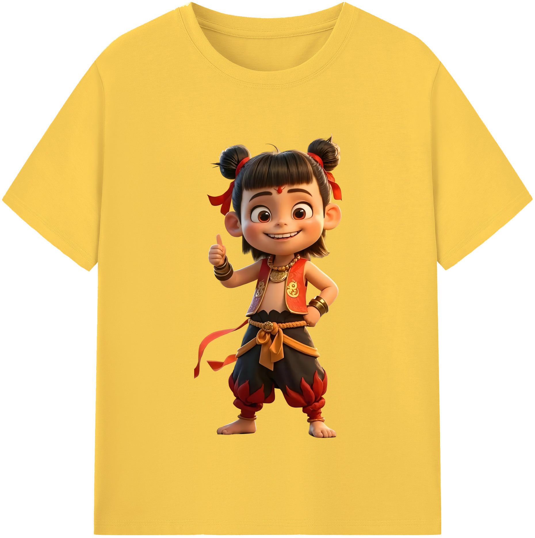 （画像用） Ne Zha 2 ナタ 魔童の大暴れ 綿100％半袖Tシャツ（フロントプリント）