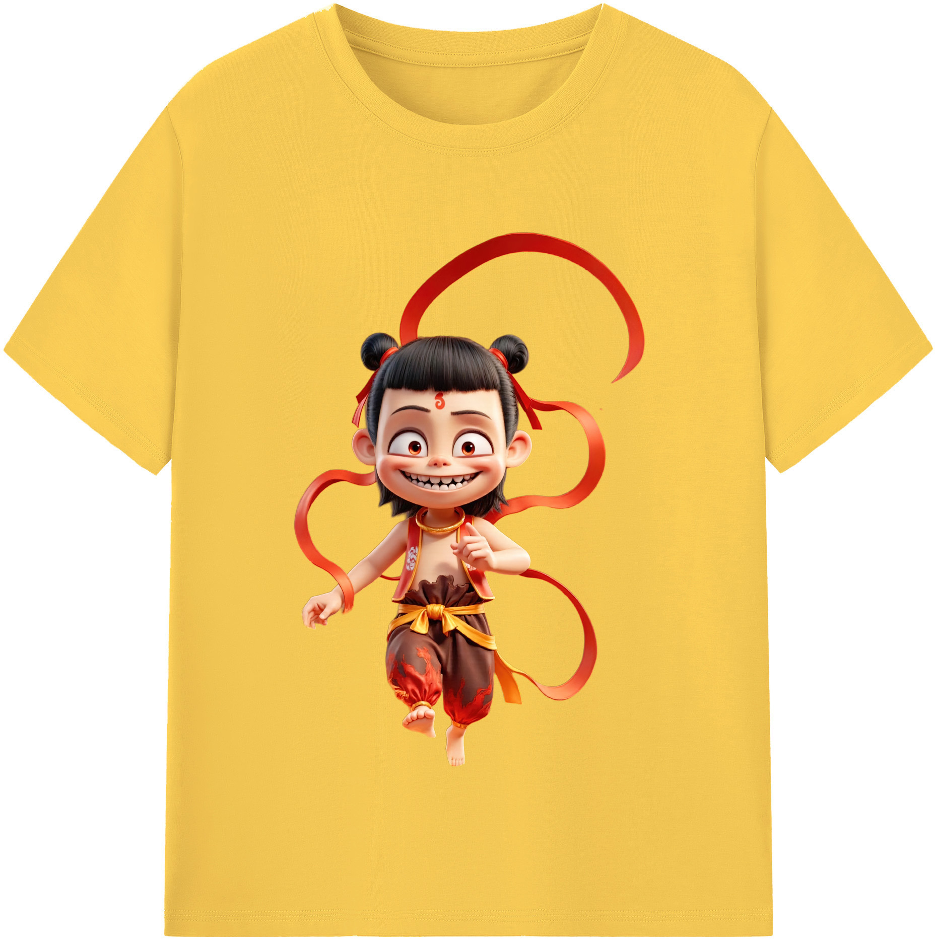 （画像用） Ne Zha 2 ナタ 魔童の大暴れ 綿100％半袖Tシャツ（フロントプリント）