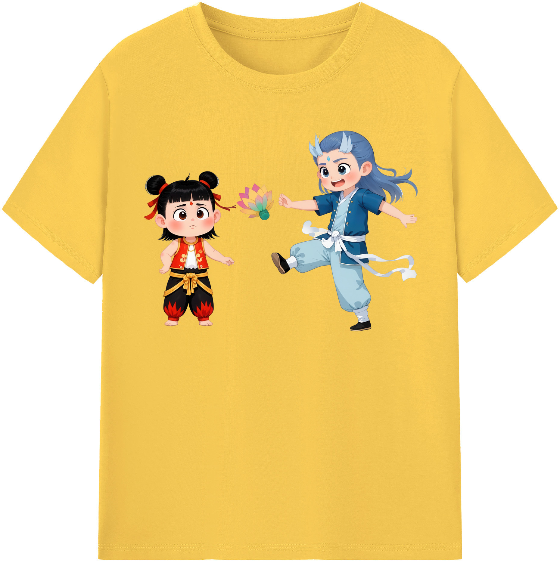 （画像用） Ne Zha 2 ナタ 魔童の大暴れ 綿100％半袖Tシャツ（フロントプリント）