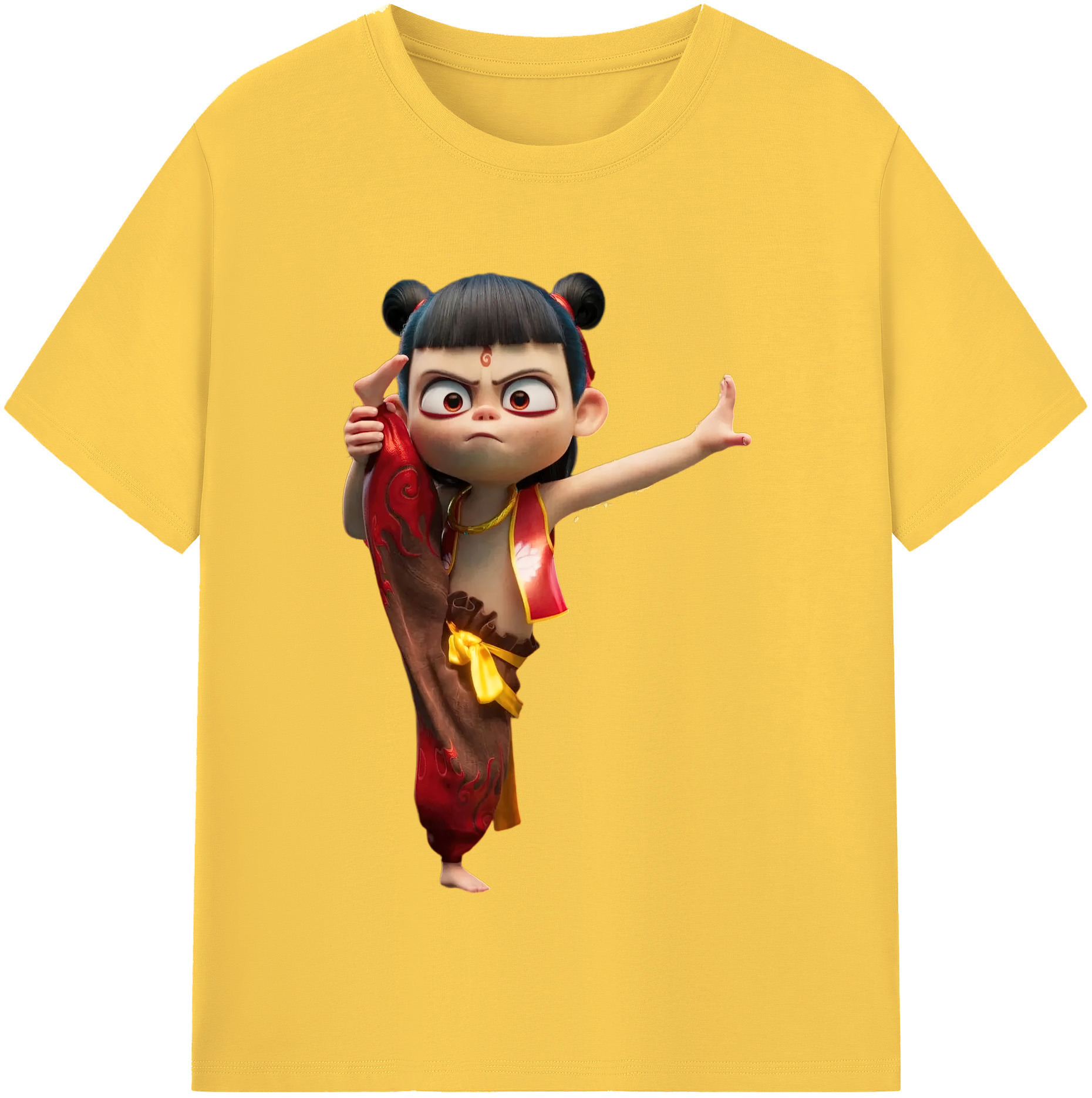 （画像用） Ne Zha 2 ナタ 魔童の大暴れ 綿100％半袖Tシャツ（フロントプリント）