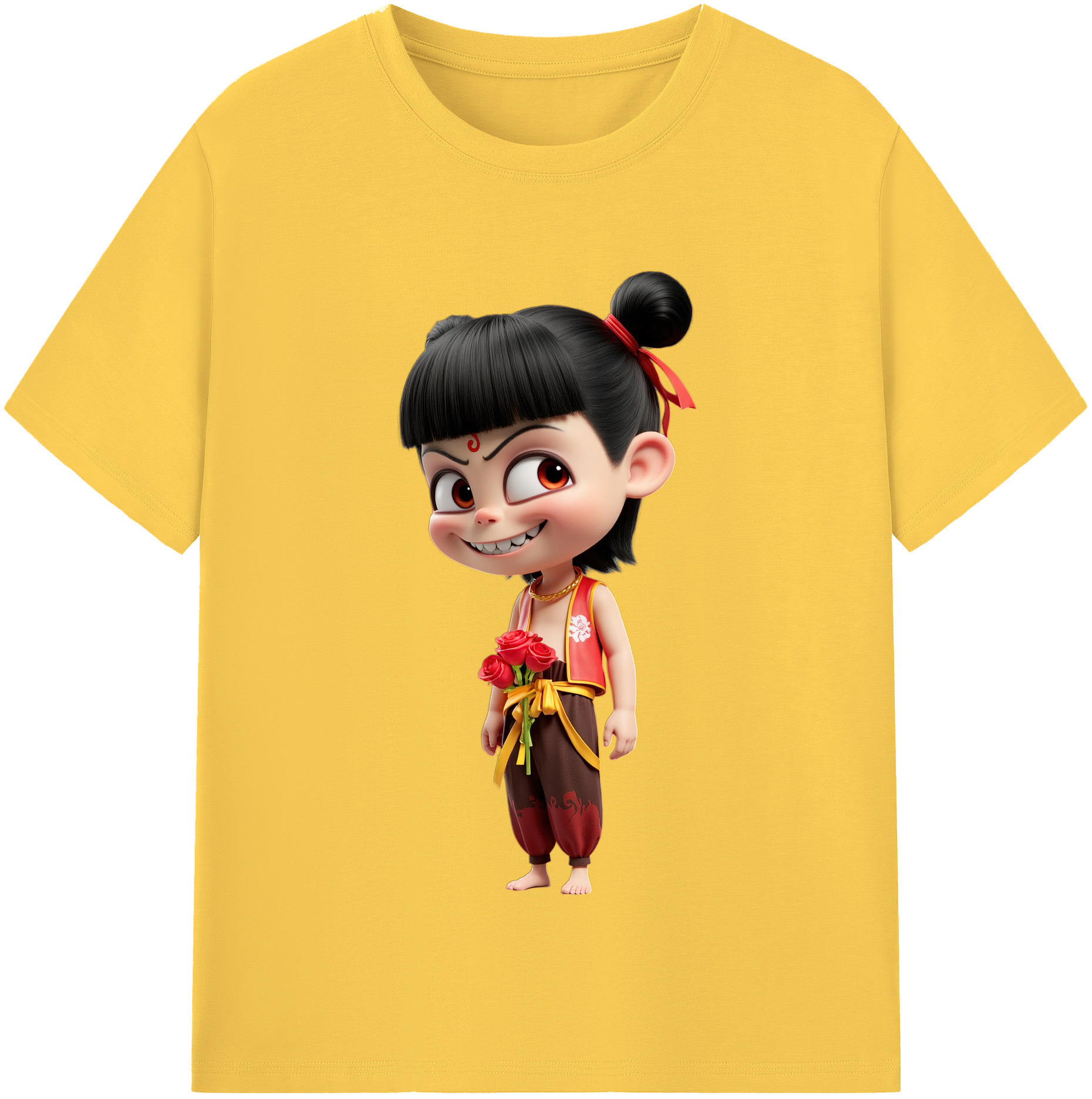 （画像用） Ne Zha 2 ナタ 魔童の大暴れ 綿100％半袖Tシャツ（フロントプリント）