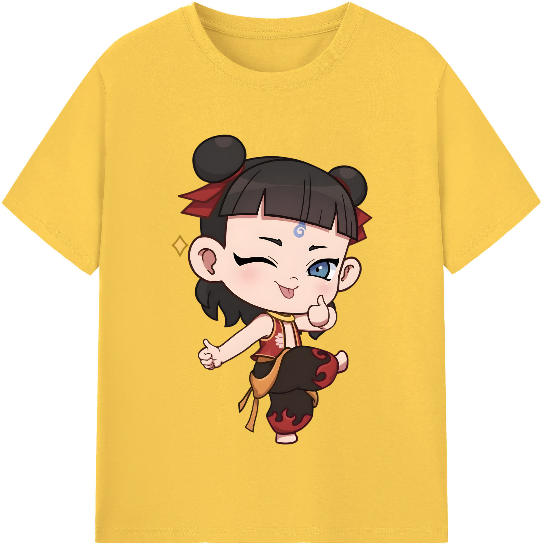 （画像用） Ne Zha 2 ナタ 魔童の大暴れ 綿100％半袖Tシャツ（フロントプリント）