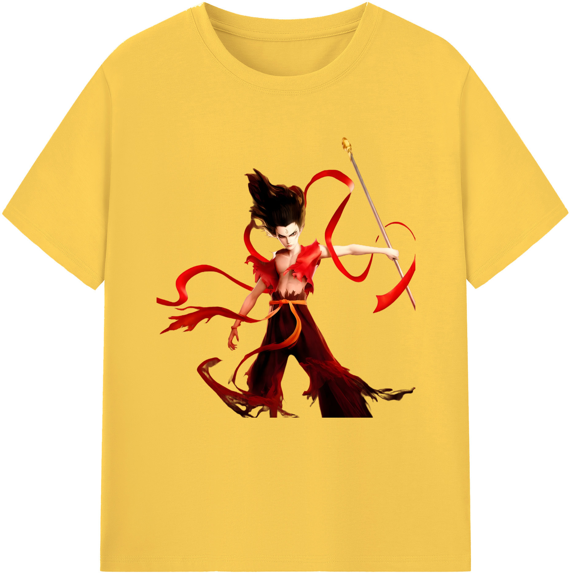 （画像用） Ne Zha 2 ナタ 魔童の大暴れ 綿100％半袖Tシャツ（フロントプリント）