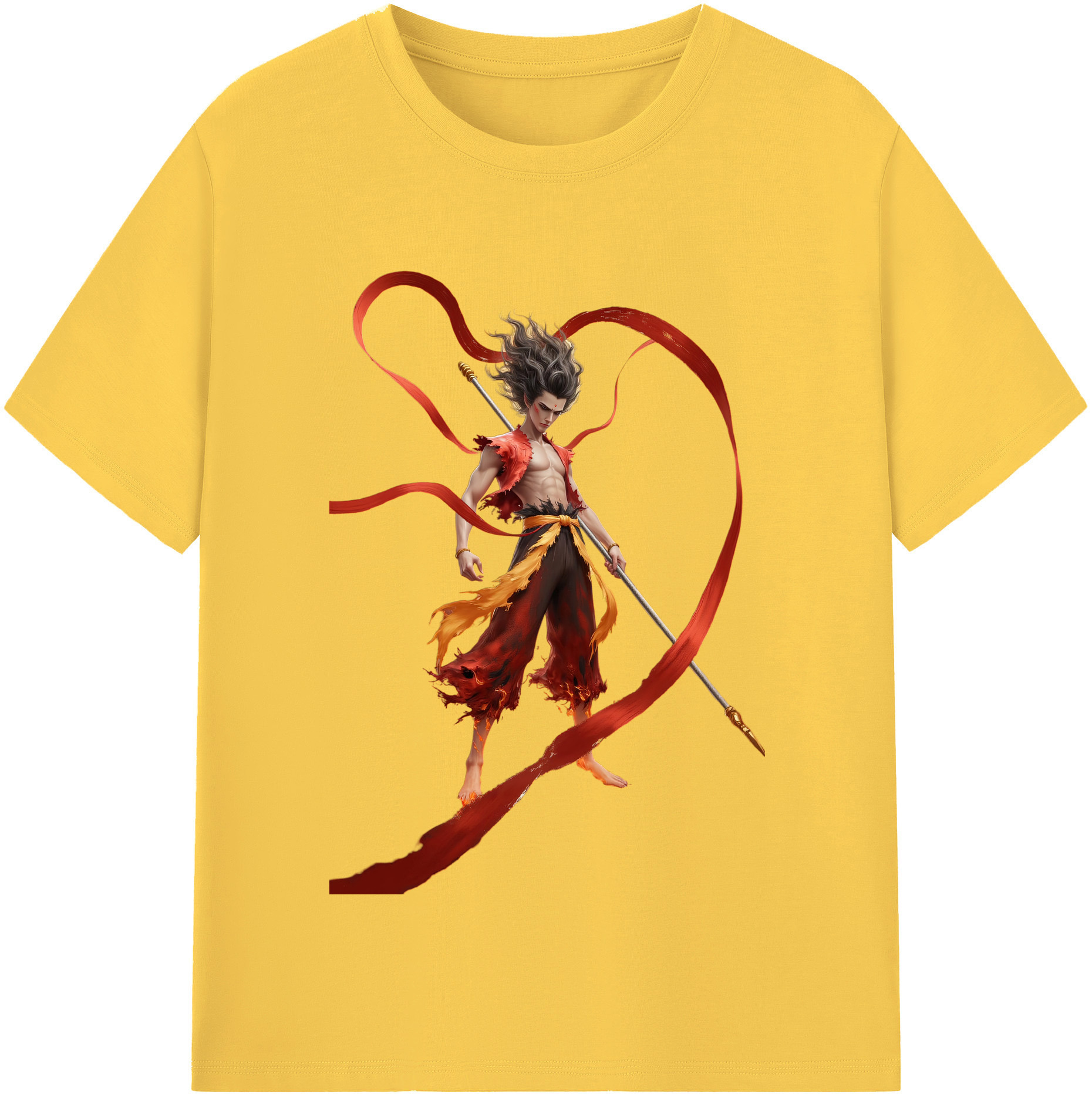 （画像用） Ne Zha 2 ナタ 魔童の大暴れ 綿100％半袖Tシャツ（フロントプリント）