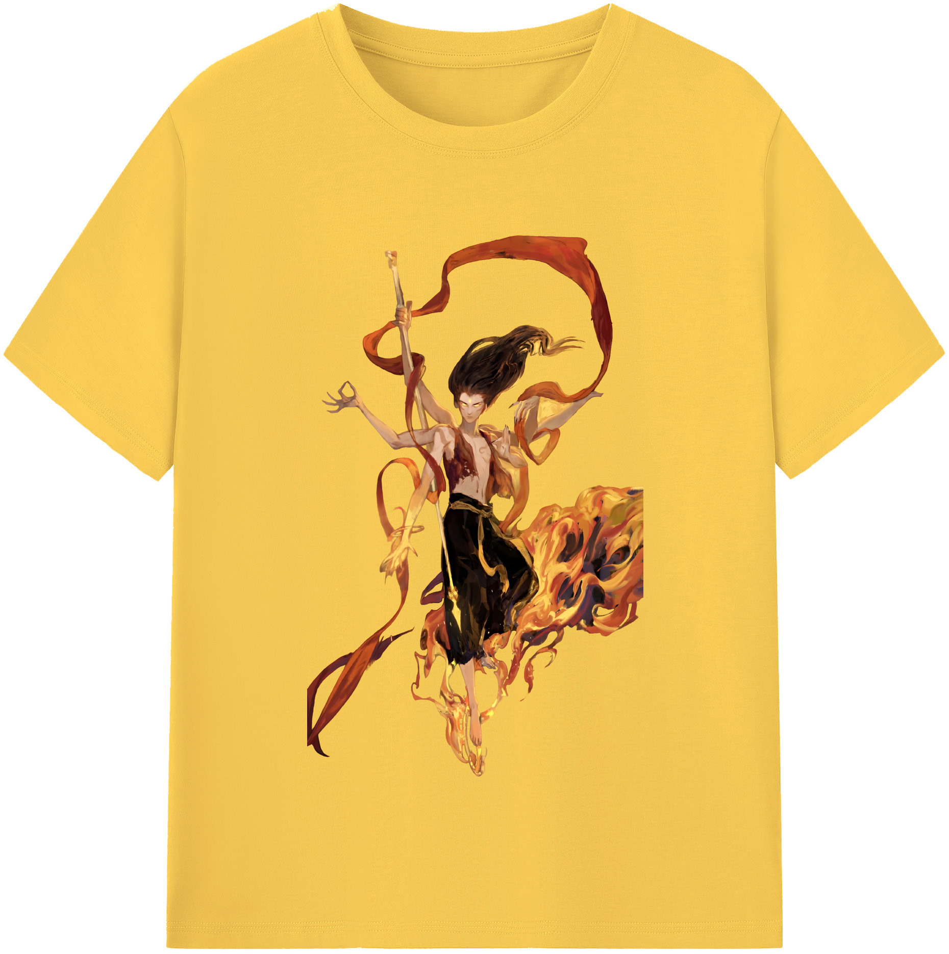 （画像用） Ne Zha 2 ナタ 魔童の大暴れ 綿100％半袖Tシャツ（フロントプリント）