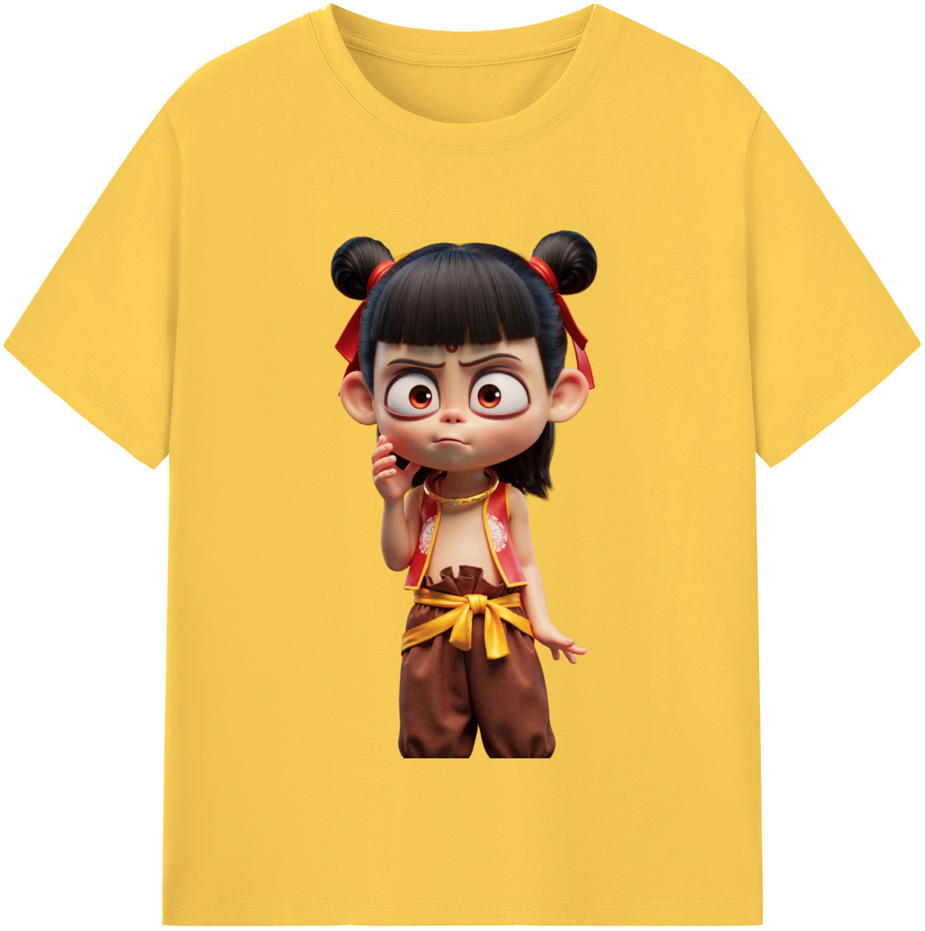（画像用） Ne Zha 2 ナタ 魔童の大暴れ 綿100％半袖Tシャツ（フロントプリント）