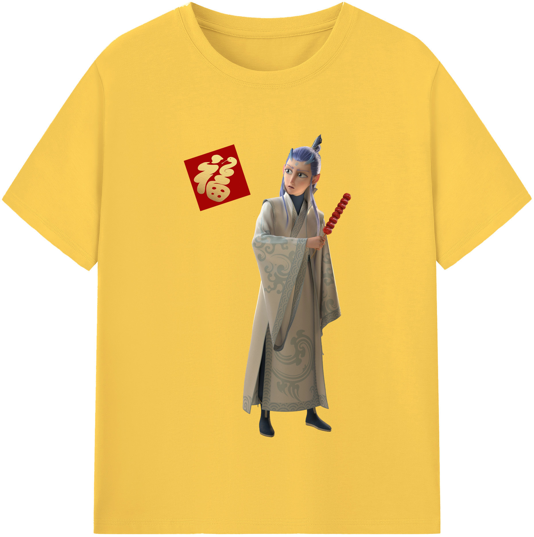 （画像用） Ne Zha 2 ナタ 魔童の大暴れ 綿100％半袖Tシャツ（フロントプリント）