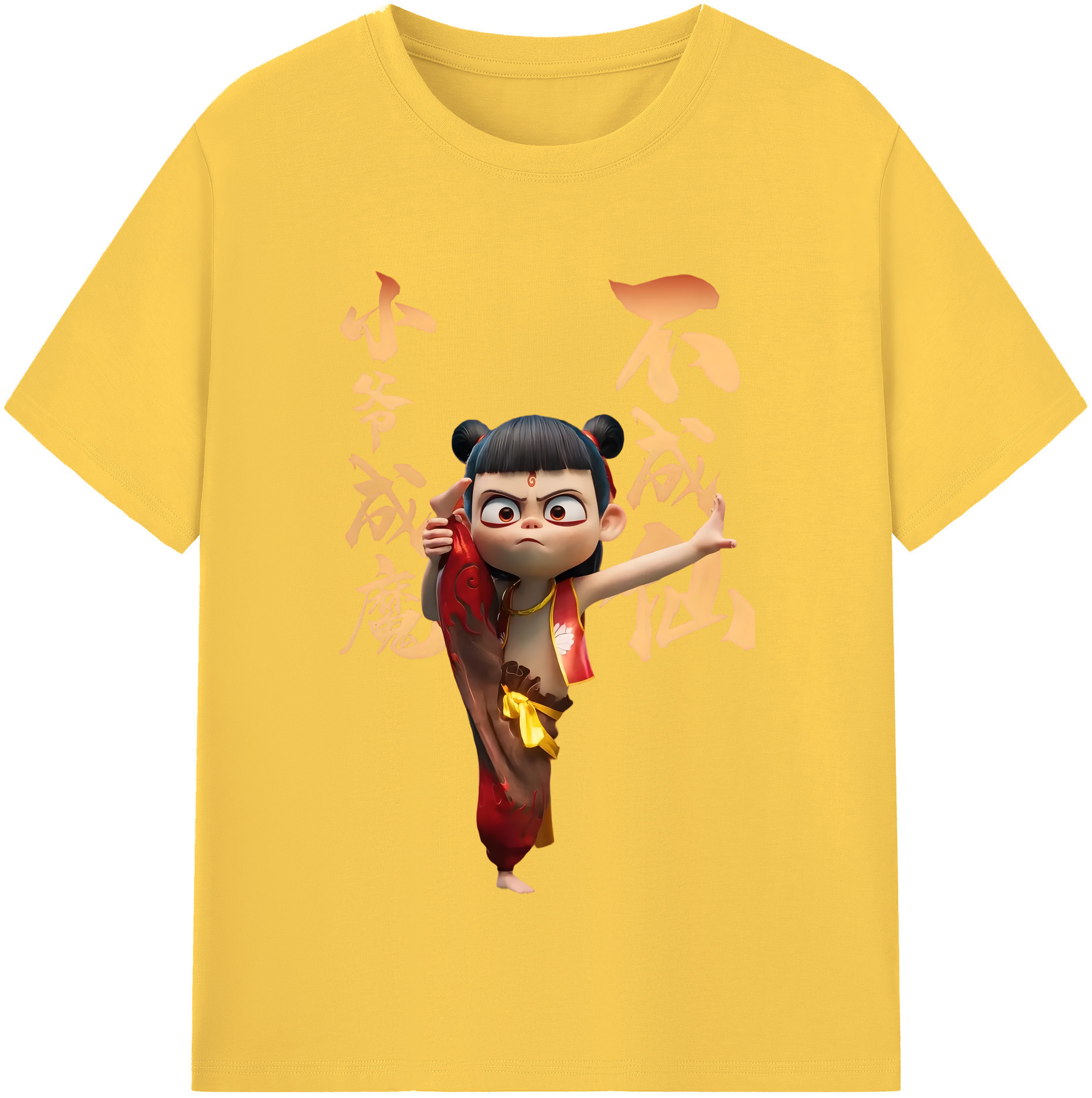 （画像用） Ne Zha 2 ナタ 魔童の大暴れ 綿100％半袖Tシャツ（フロントプリント）