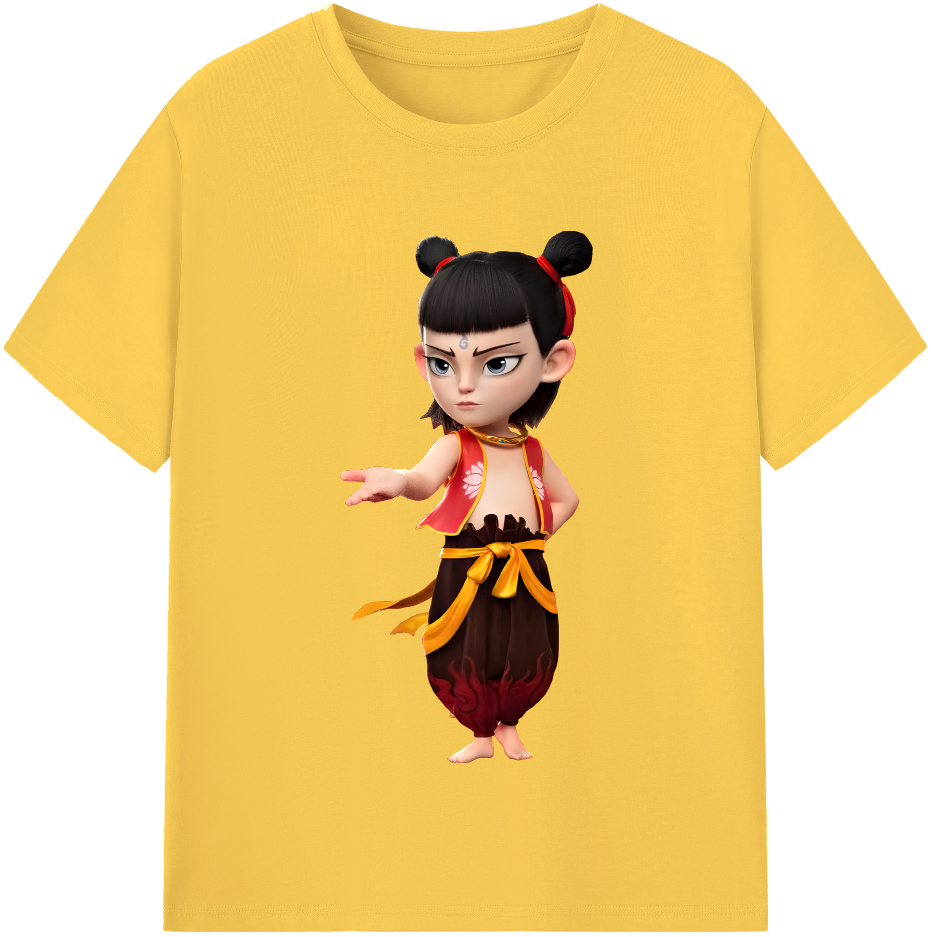 （画像用） Ne Zha 2 ナタ 魔童の大暴れ 綿100％半袖Tシャツ（フロントプリント）