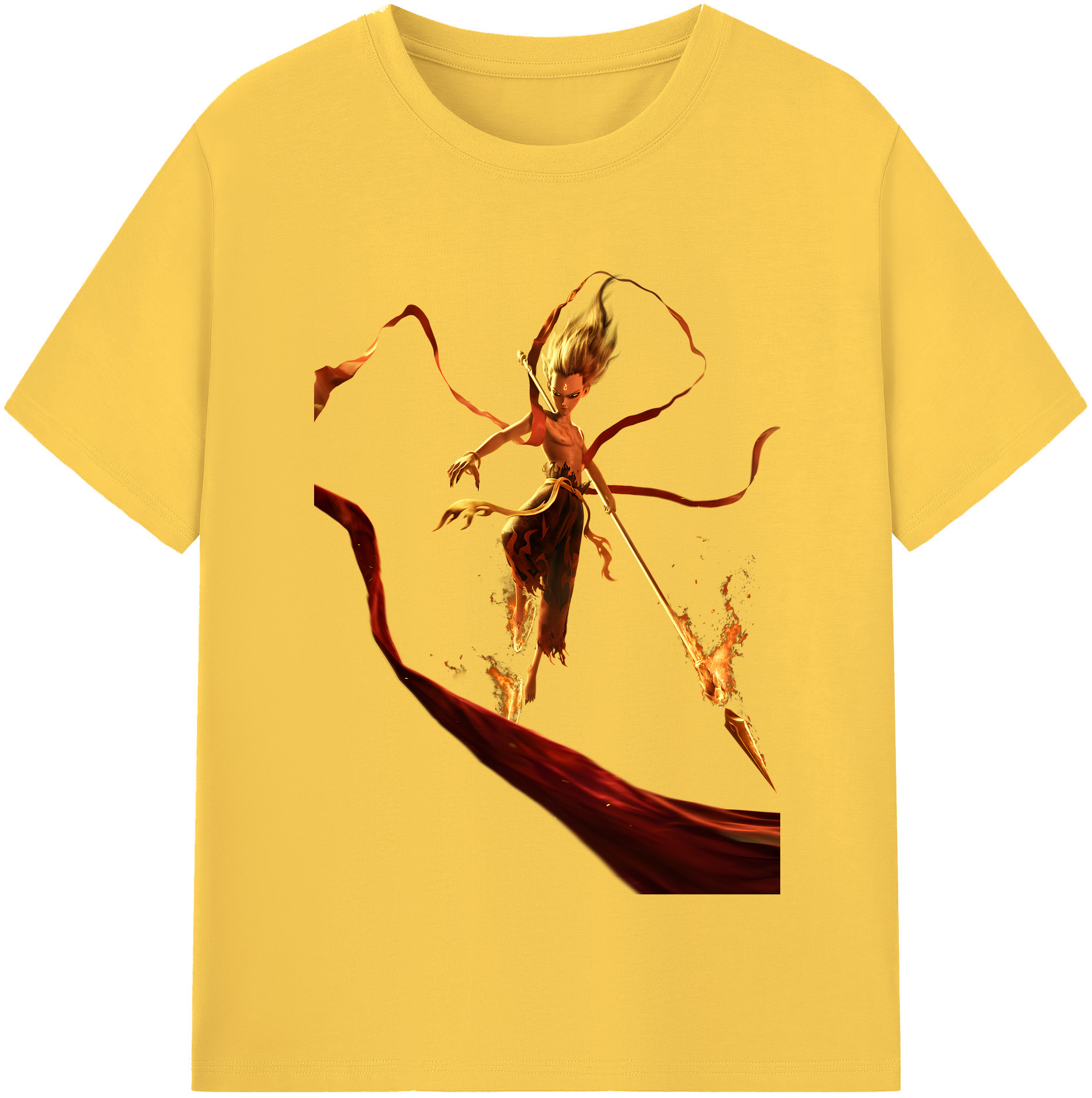 （画像用） Ne Zha 2 ナタ 魔童の大暴れ 綿100％半袖Tシャツ（フロントプリント）