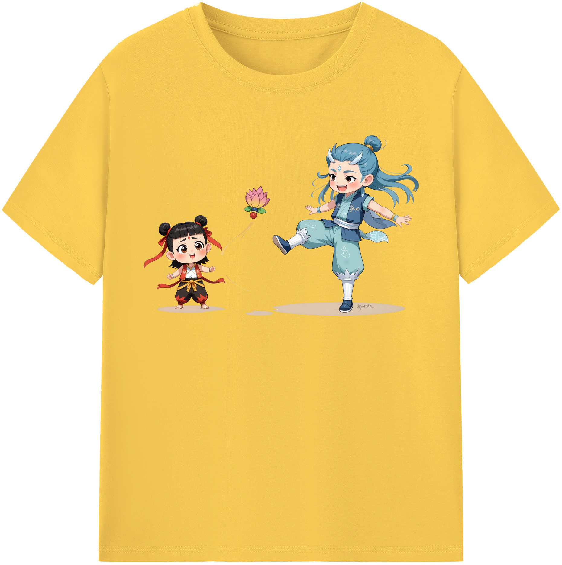 （画像用） Ne Zha 2 ナタ 魔童の大暴れ 綿100％半袖Tシャツ（フロントプリント）