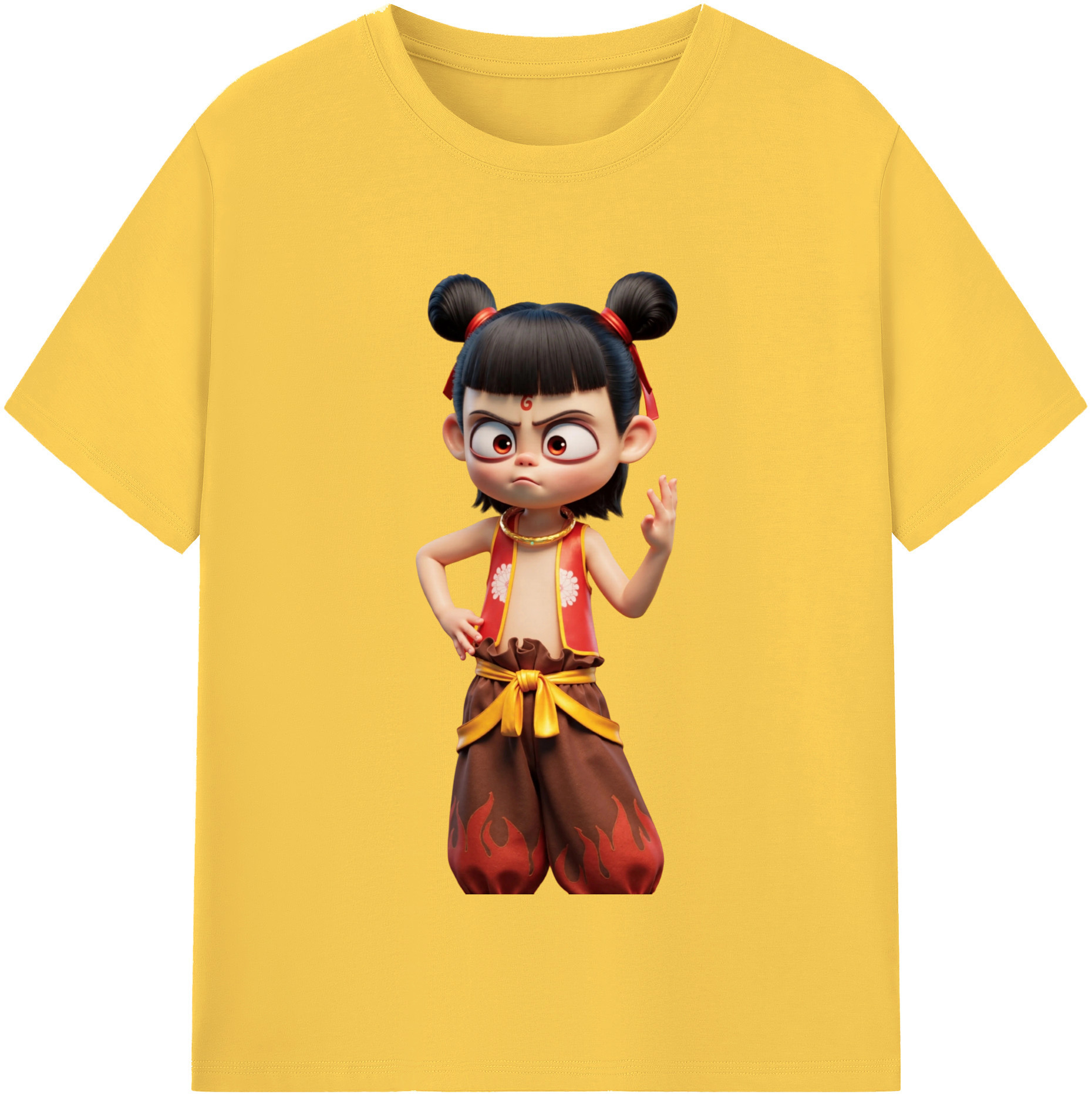 （画像用） Ne Zha 2 ナタ 魔童の大暴れ 綿100％半袖Tシャツ（フロントプリント）