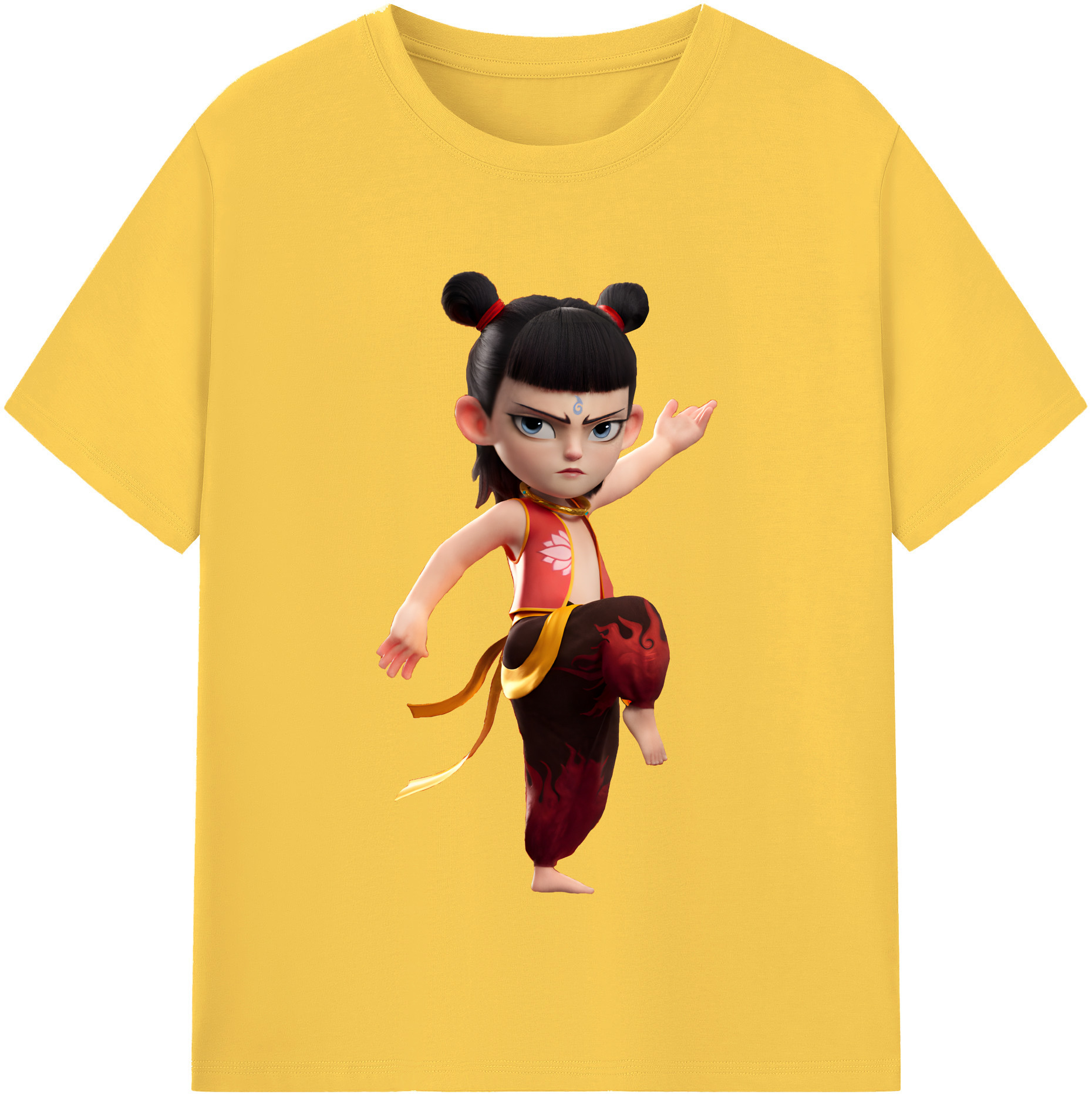 （画像用） Ne Zha 2 ナタ 魔童の大暴れ 綿100％半袖Tシャツ（フロントプリント）