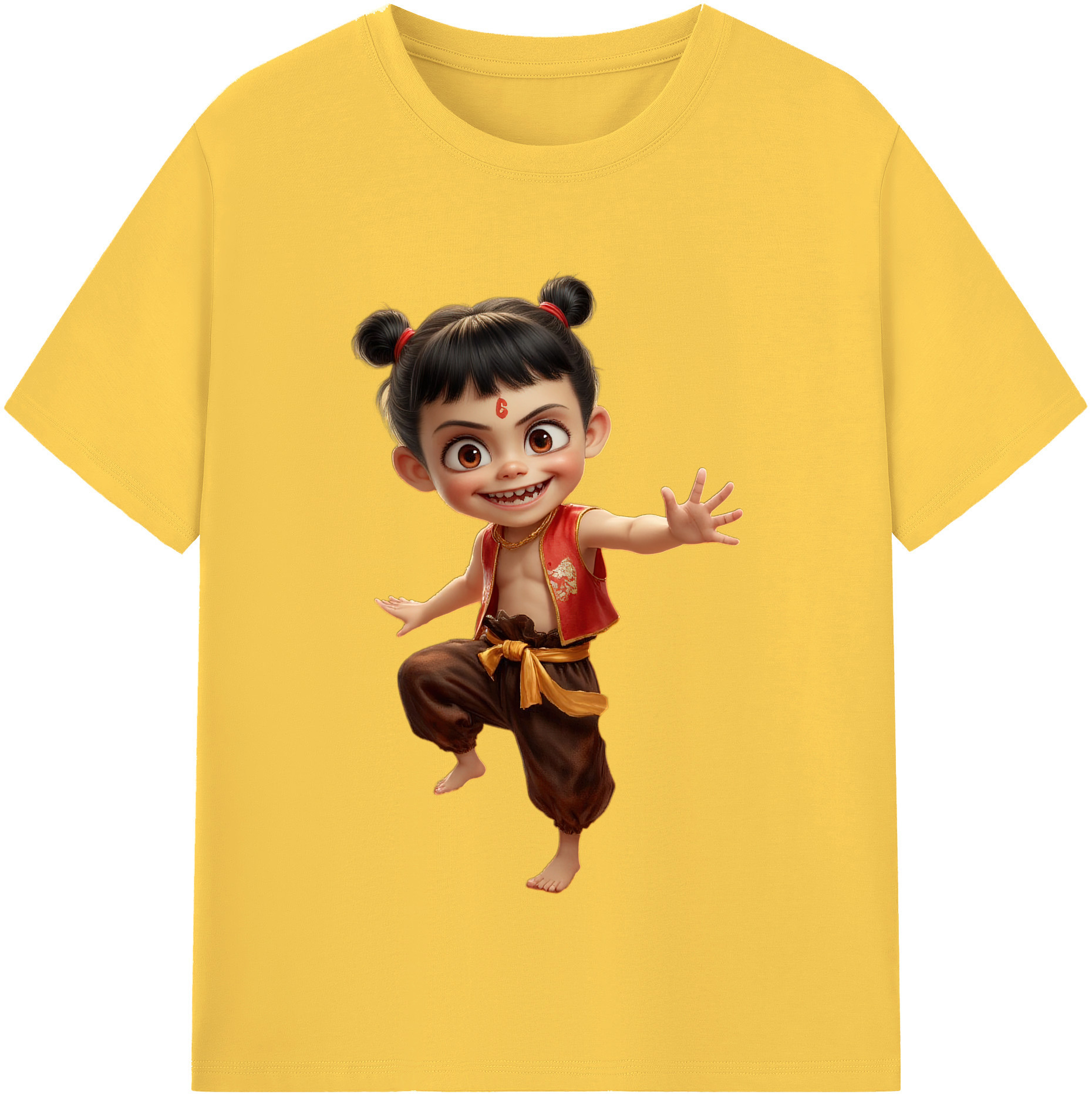 （画像用） Ne Zha 2 ナタ 魔童の大暴れ 綿100％半袖Tシャツ（フロントプリント）