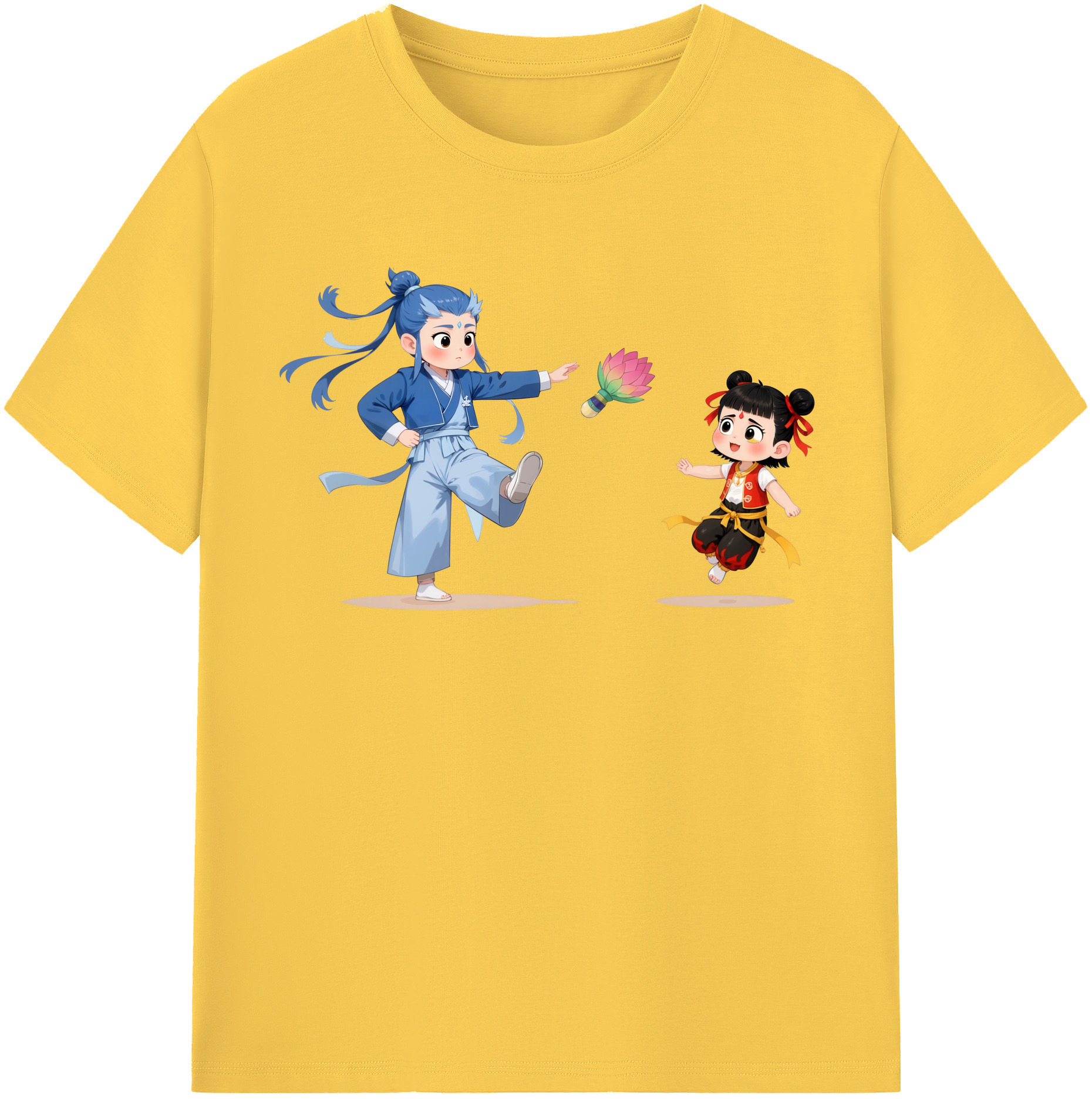 （画像用） Ne Zha 2 ナタ 魔童の大暴れ 綿100％半袖Tシャツ（フロントプリント）