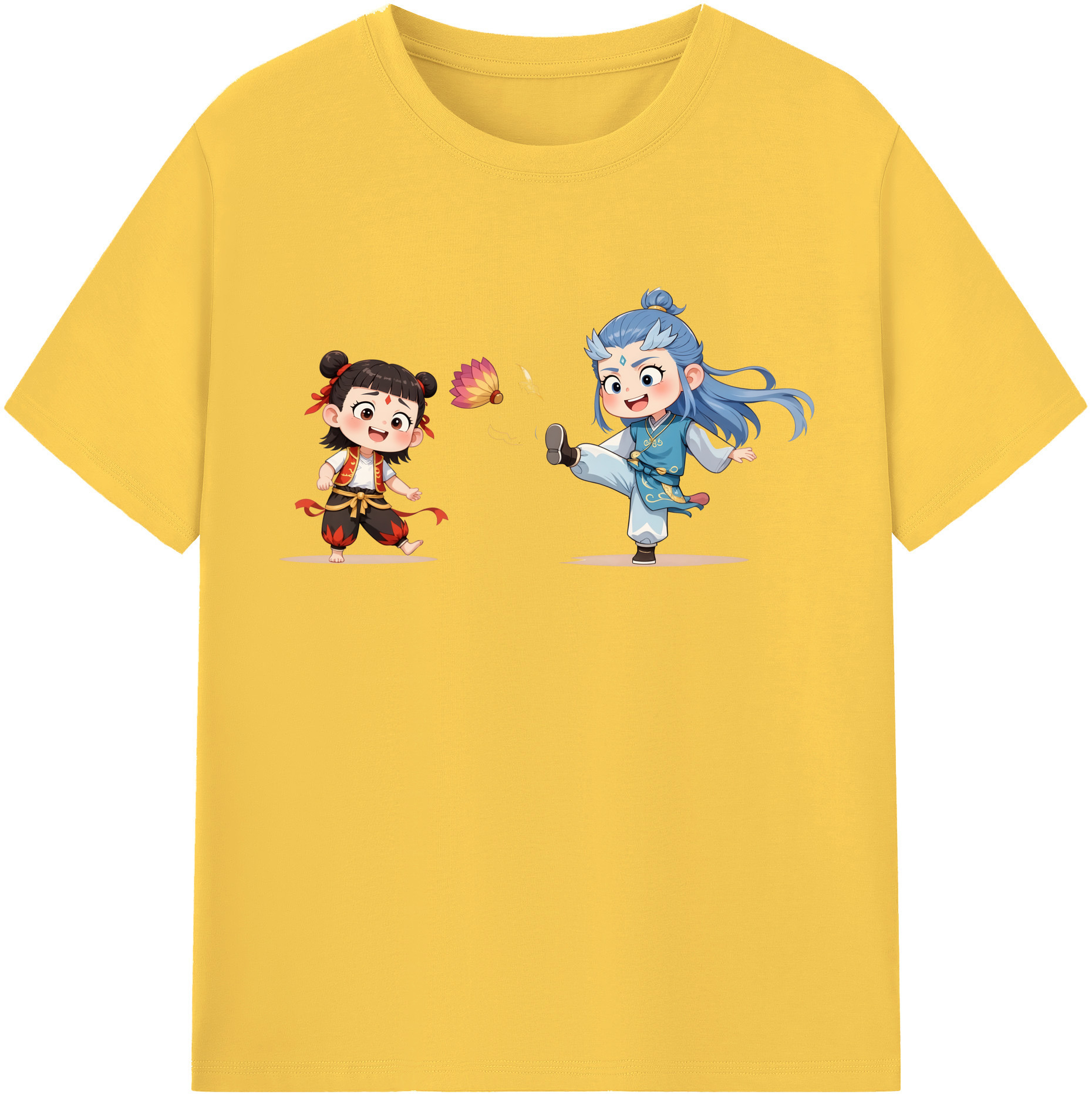 （画像用） Ne Zha 2 ナタ 魔童の大暴れ 綿100％半袖Tシャツ（フロントプリント）