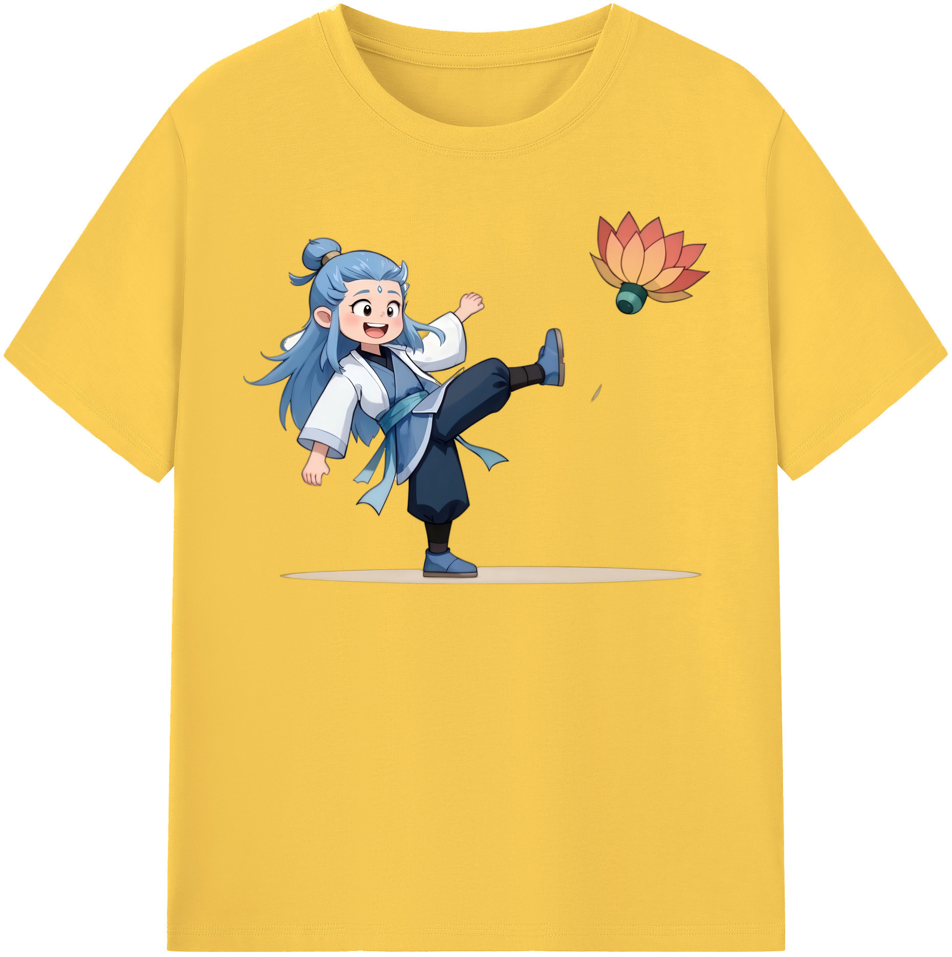 （画像用） Ne Zha 2 ナタ 魔童の大暴れ 綿100％半袖Tシャツ（フロントプリント）
