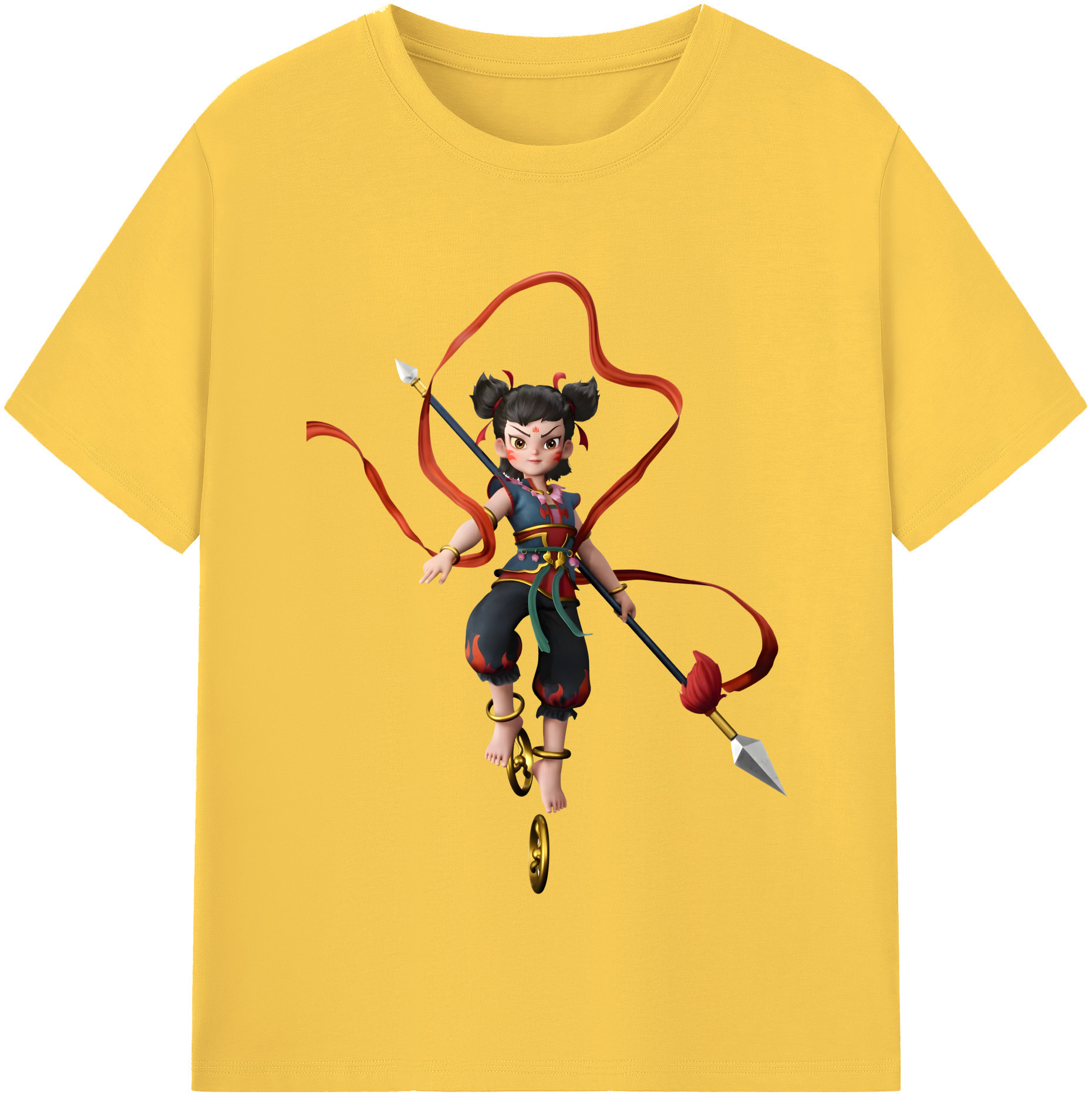 （画像用） Ne Zha 2 ナタ 魔童の大暴れ 綿100％半袖Tシャツ（フロントプリント）