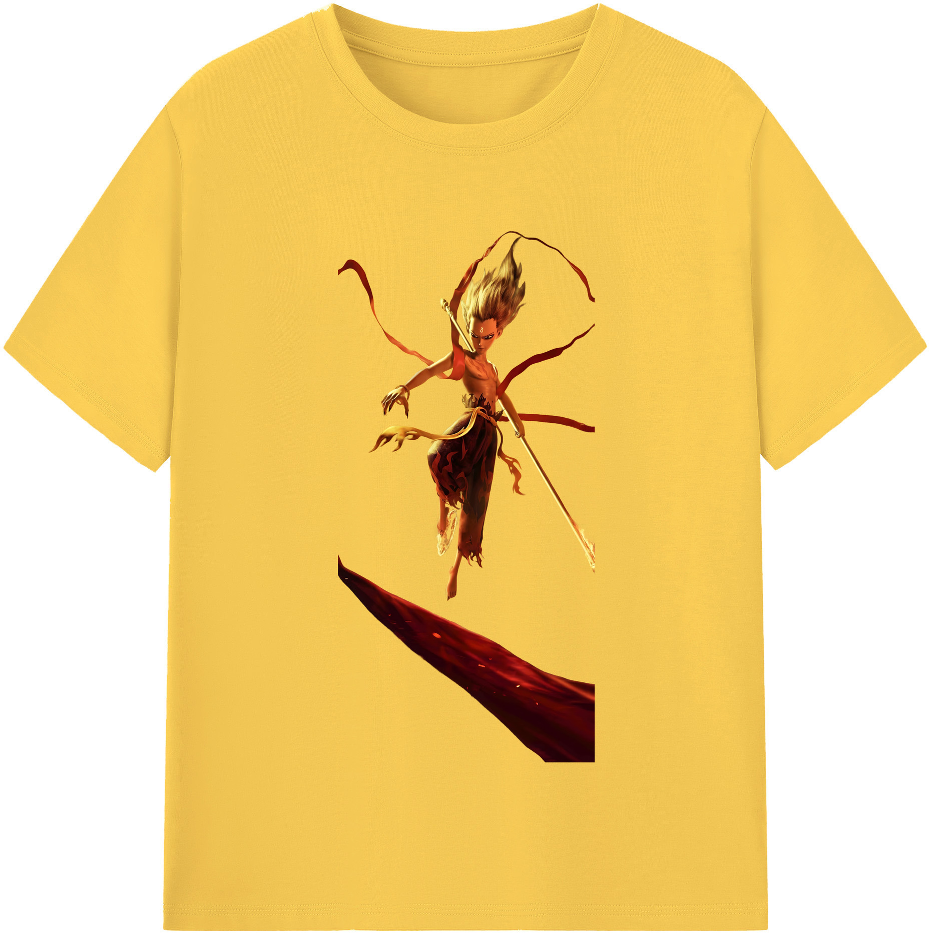 （画像用） Ne Zha 2 ナタ 魔童の大暴れ 綿100％半袖Tシャツ（フロントプリント）