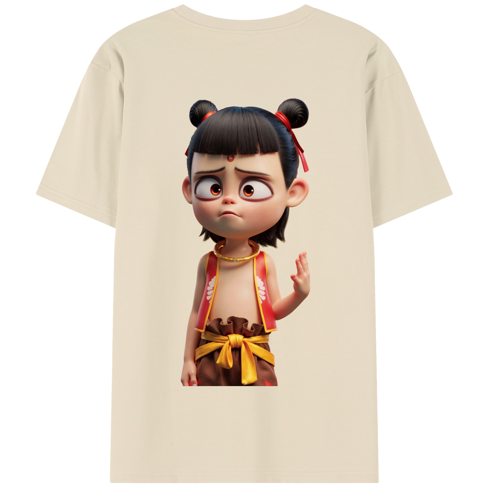 （画像用） Ne Zha 2 ナタ 魔童の大暴れ 綿100％半袖Tシャツ（背面プリント）