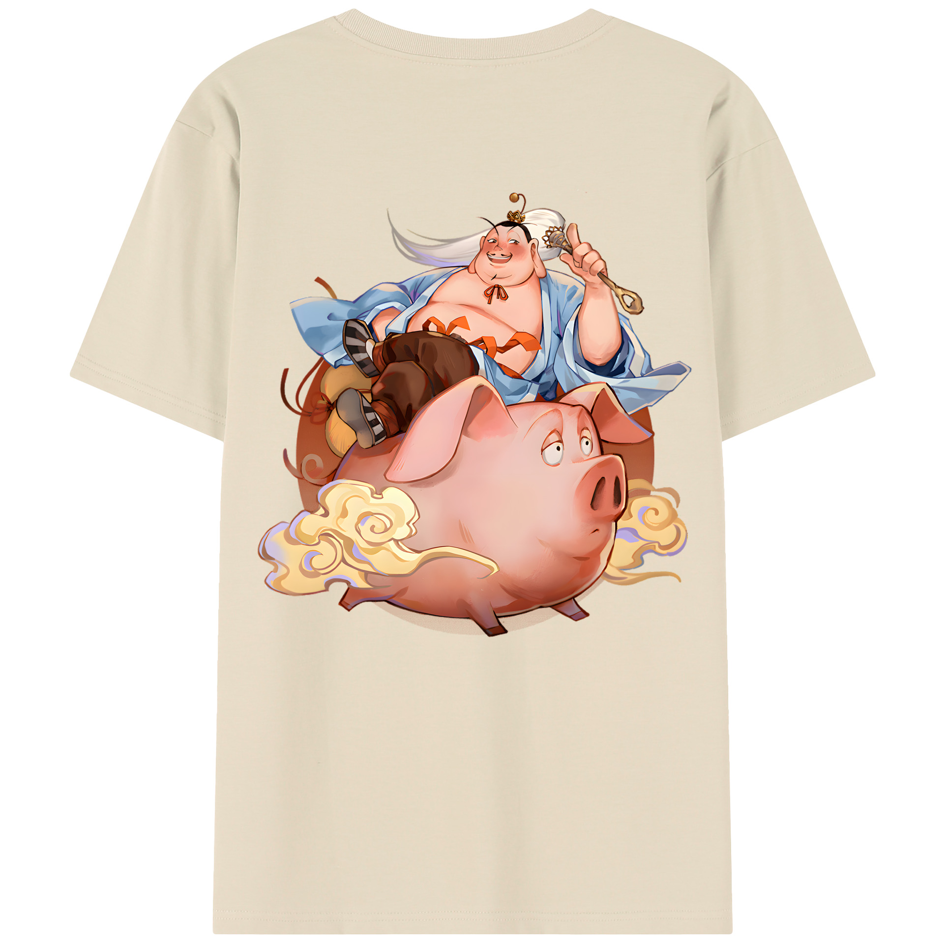 （画像用） Ne Zha 2 ナタ 魔童の大暴れ 綿100％半袖Tシャツ（背面プリント）
