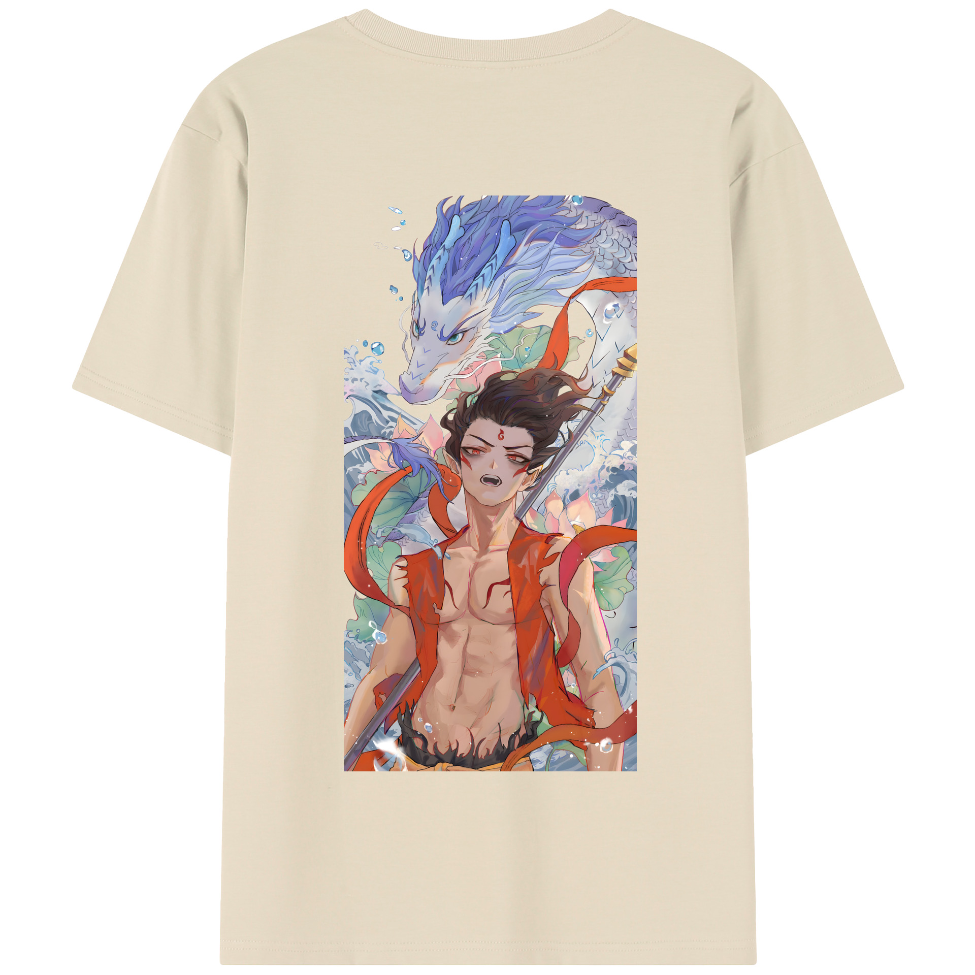 （画像用） Ne Zha 2 ナタ 魔童の大暴れ 綿100％半袖Tシャツ（背面プリント）