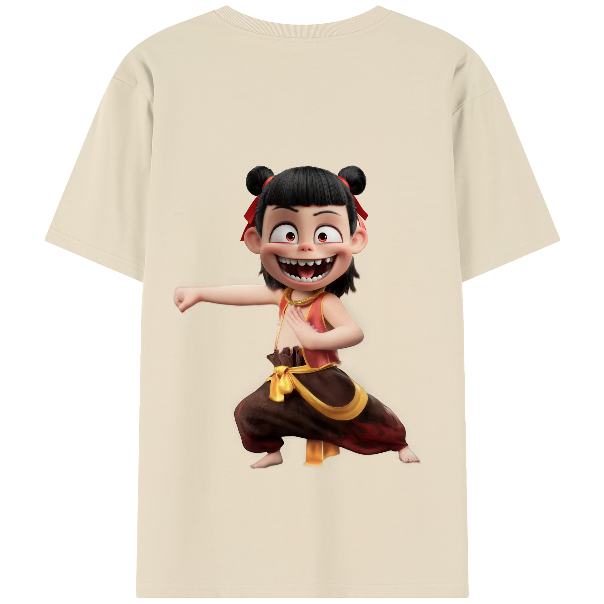 （画像用） Ne Zha 2 ナタ 魔童の大暴れ 綿100％半袖Tシャツ（背面プリント）