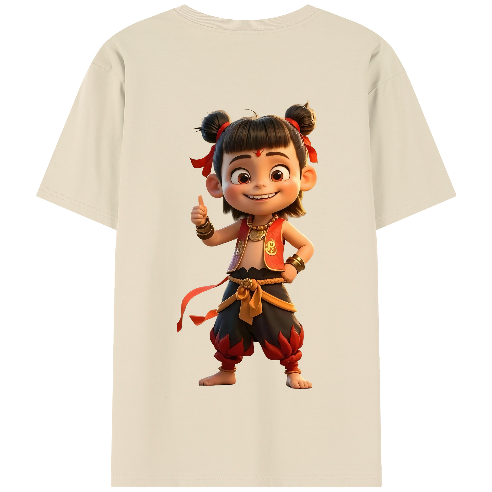 （画像用） Ne Zha 2 ナタ 魔童の大暴れ 綿100％半袖Tシャツ（背面プリント）
