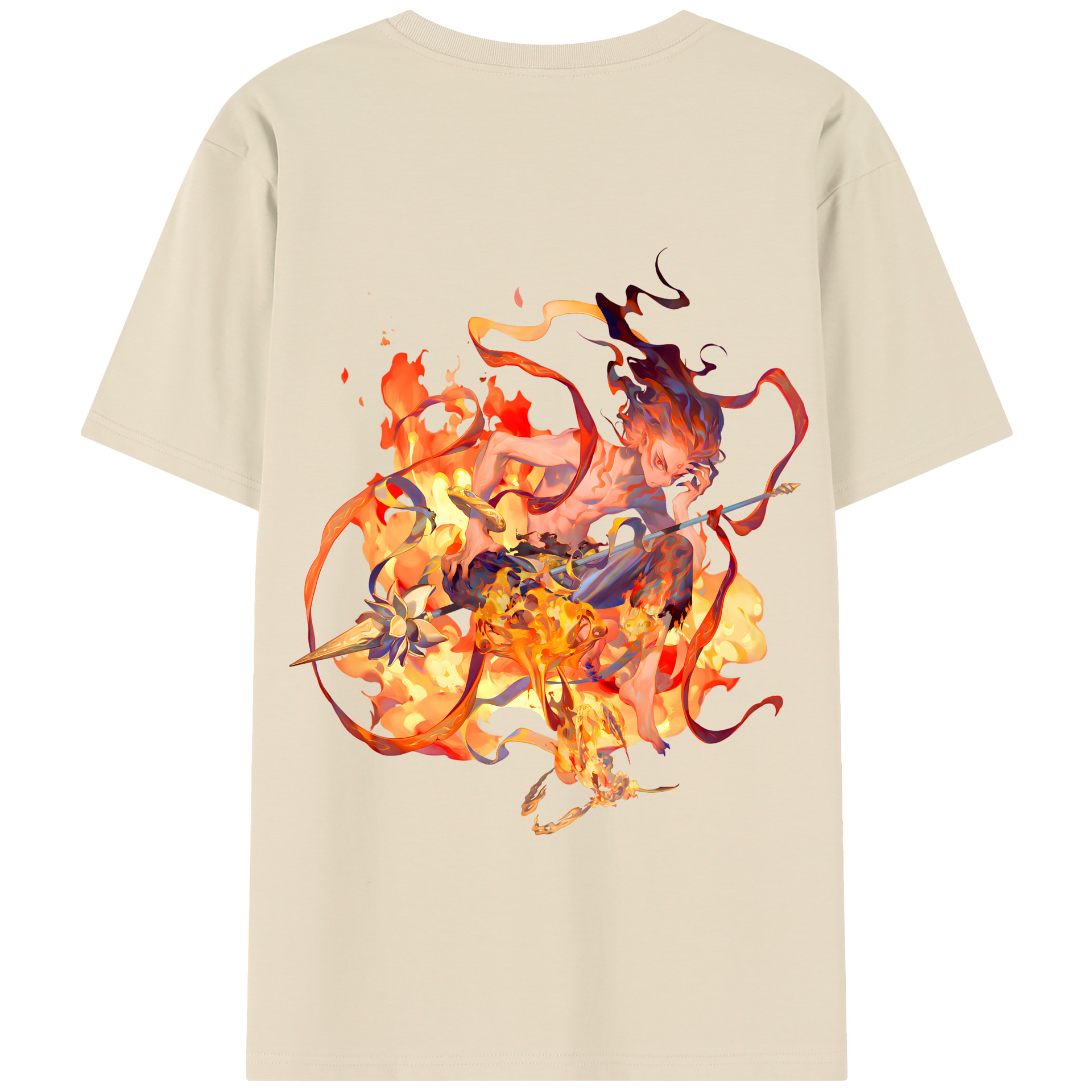 （画像用） Ne Zha 2 ナタ 魔童の大暴れ 綿100％半袖Tシャツ（背面プリント）