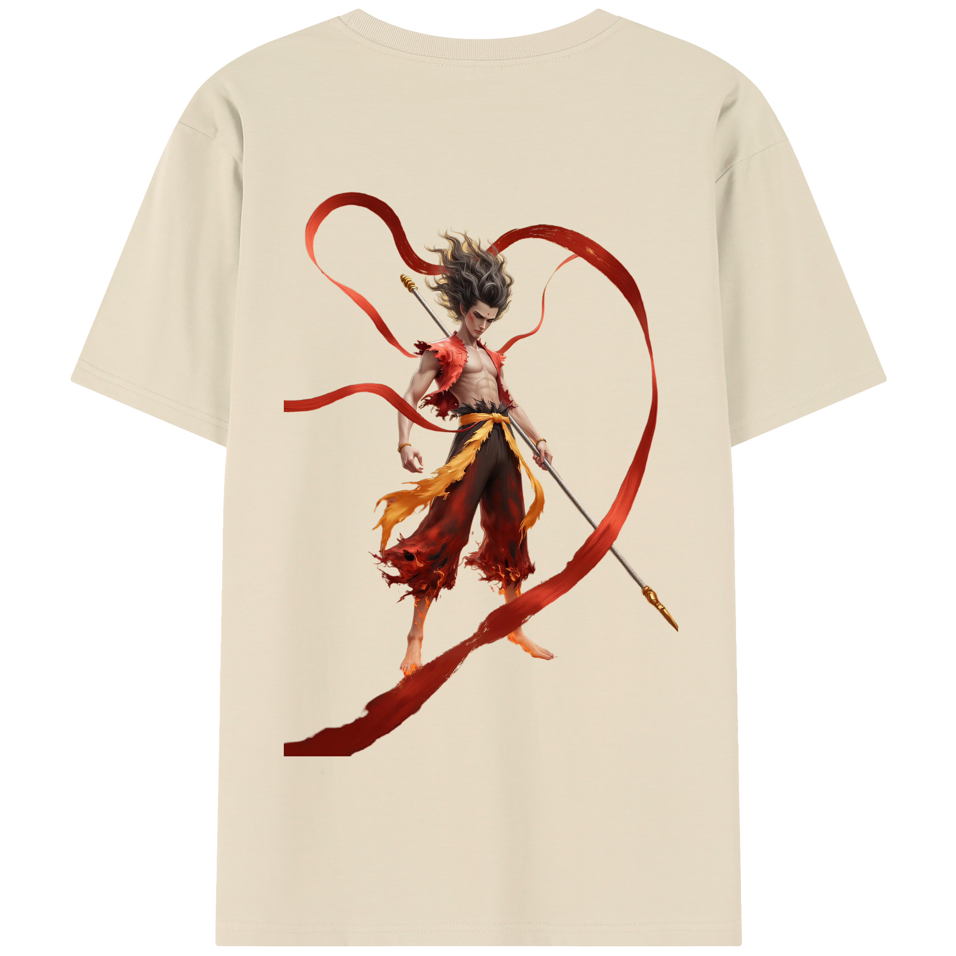 （画像用） Ne Zha 2 ナタ 魔童の大暴れ 綿100％半袖Tシャツ（背面プリント）