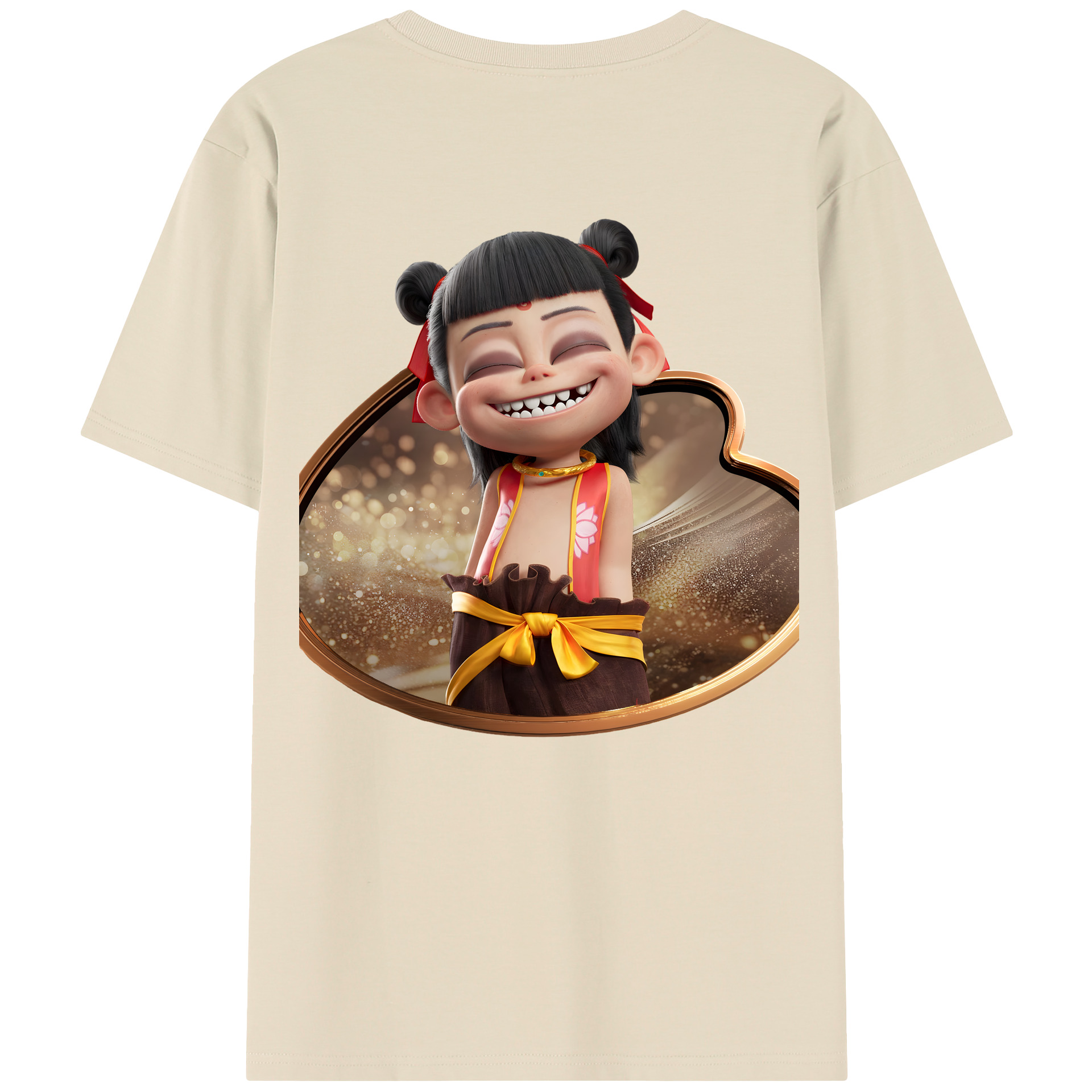（画像用） Ne Zha 2 ナタ 魔童の大暴れ 綿100％半袖Tシャツ（背面プリント）